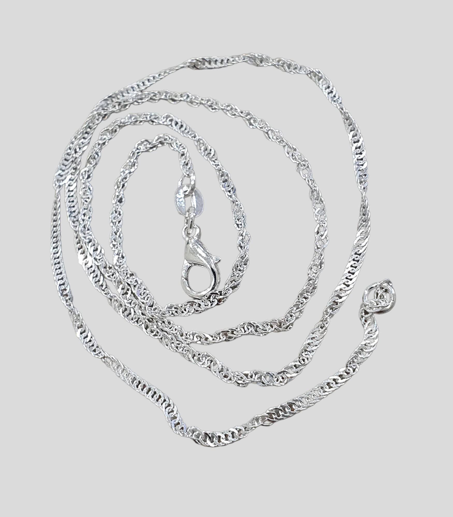 Silver Twisted Thin 925 Pendant Chain Necklace