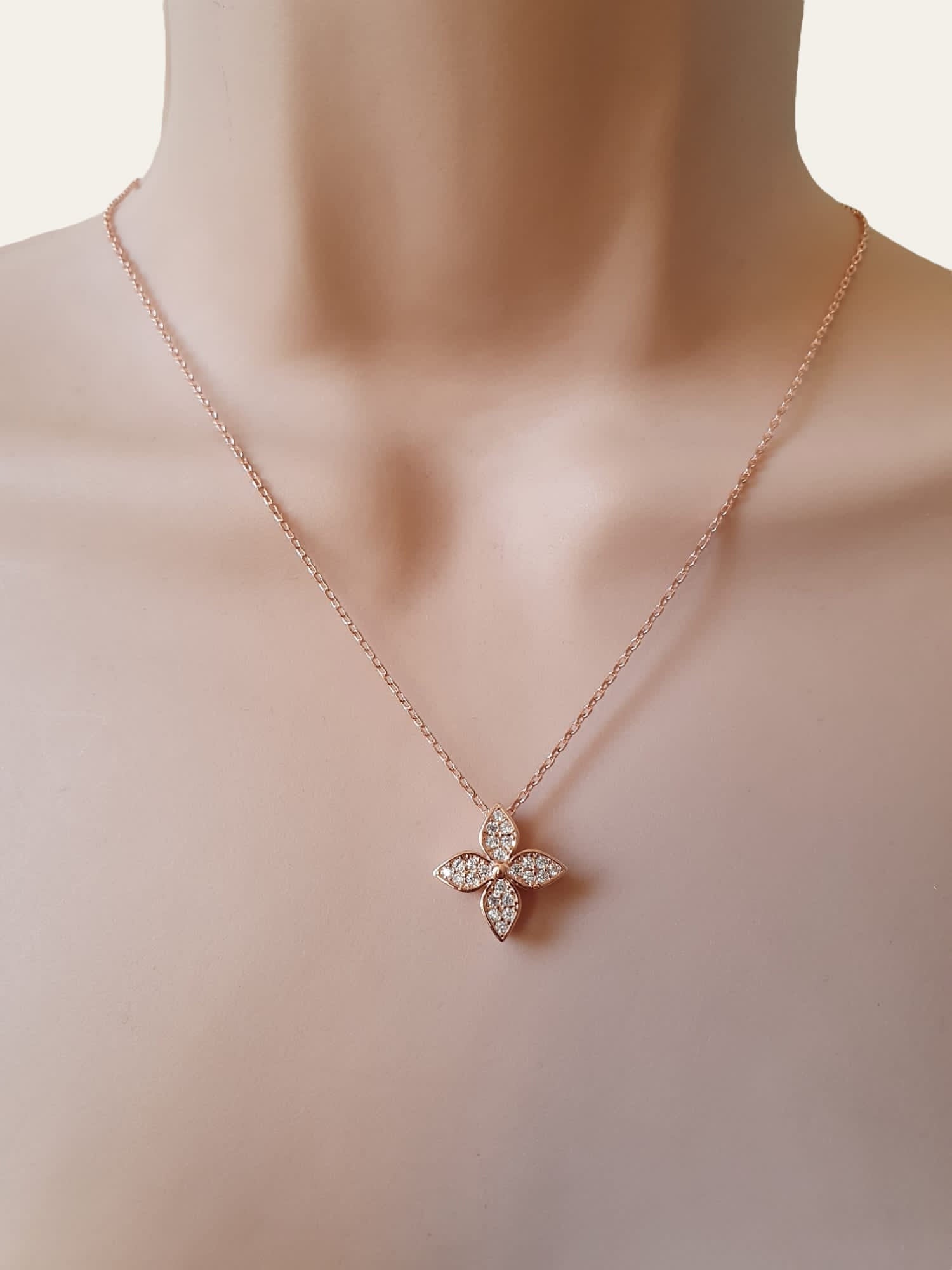 Rose Gold finish 925 Swarovski Crystal Star Blossom Necklace and Pendant