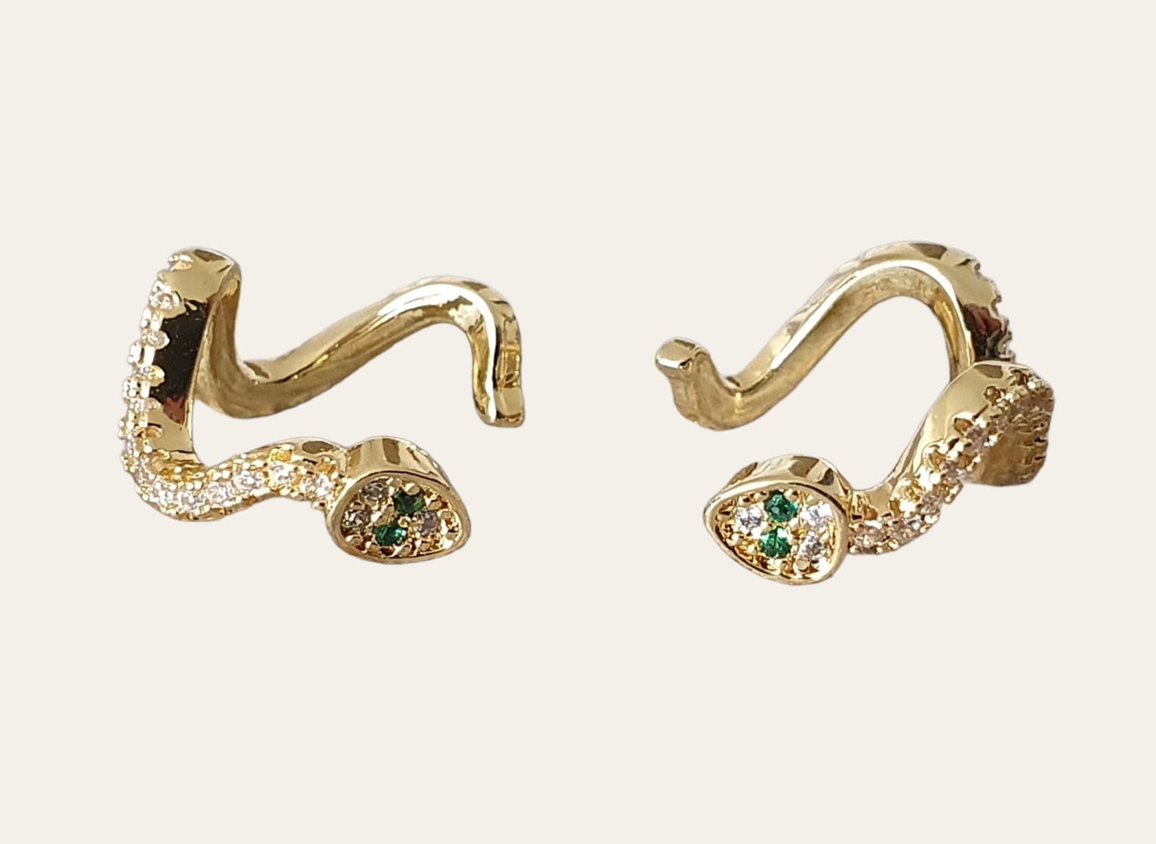 Small Gold Snake Swarovski Crystal Slide-On Cuff Earring