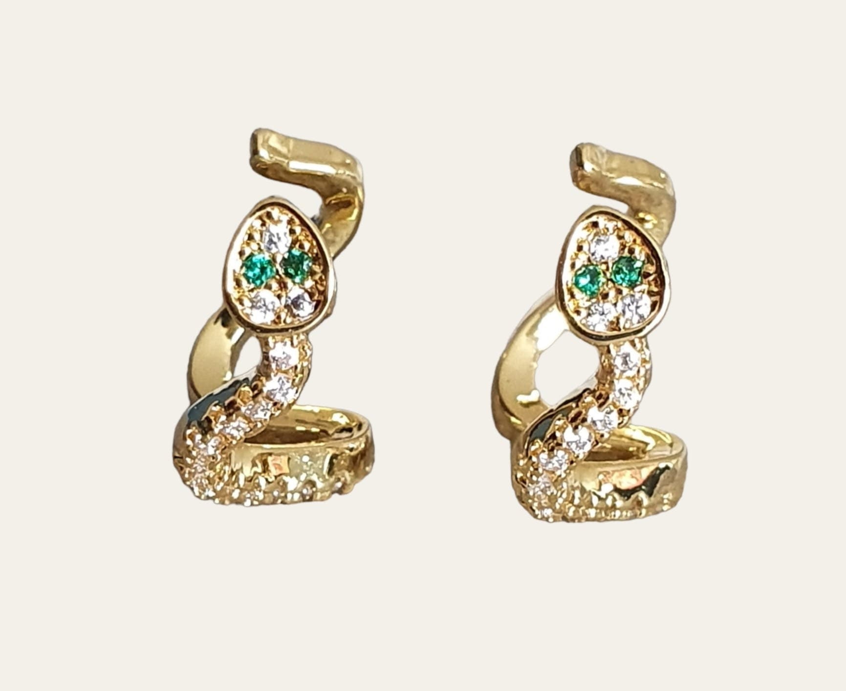 Small Gold Snake Swarovski Crystal Slide-On Cuff Earring