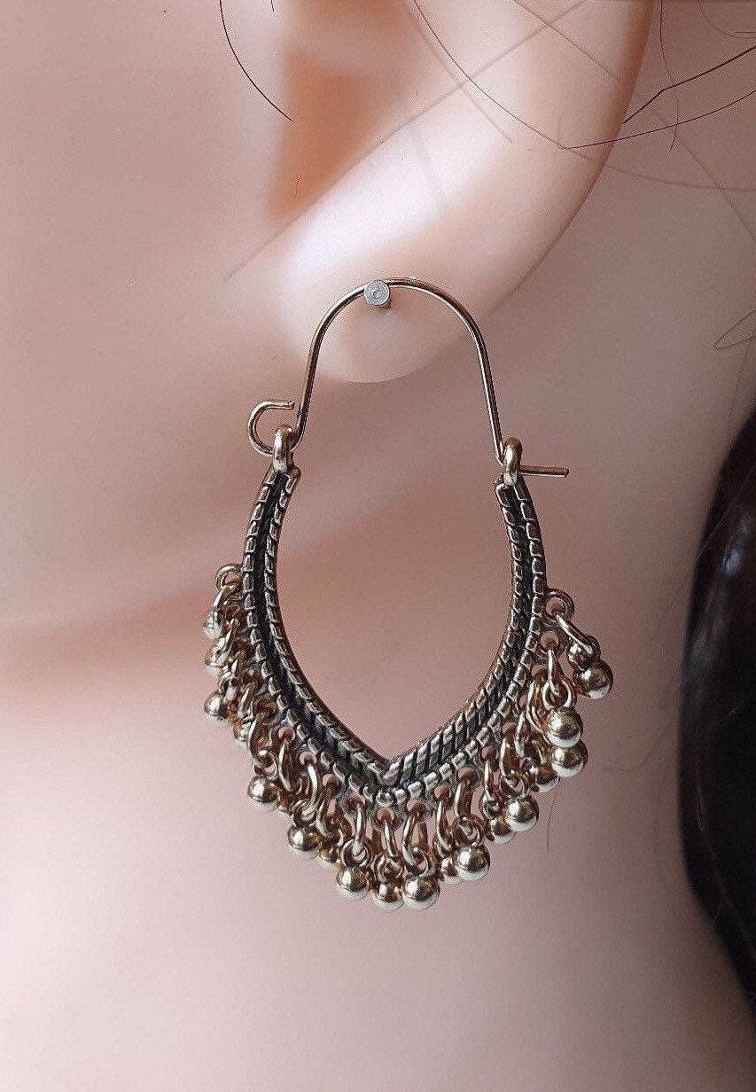 Gold Ball Hoop Earrings Bohemian Vintage Turkish Dangle