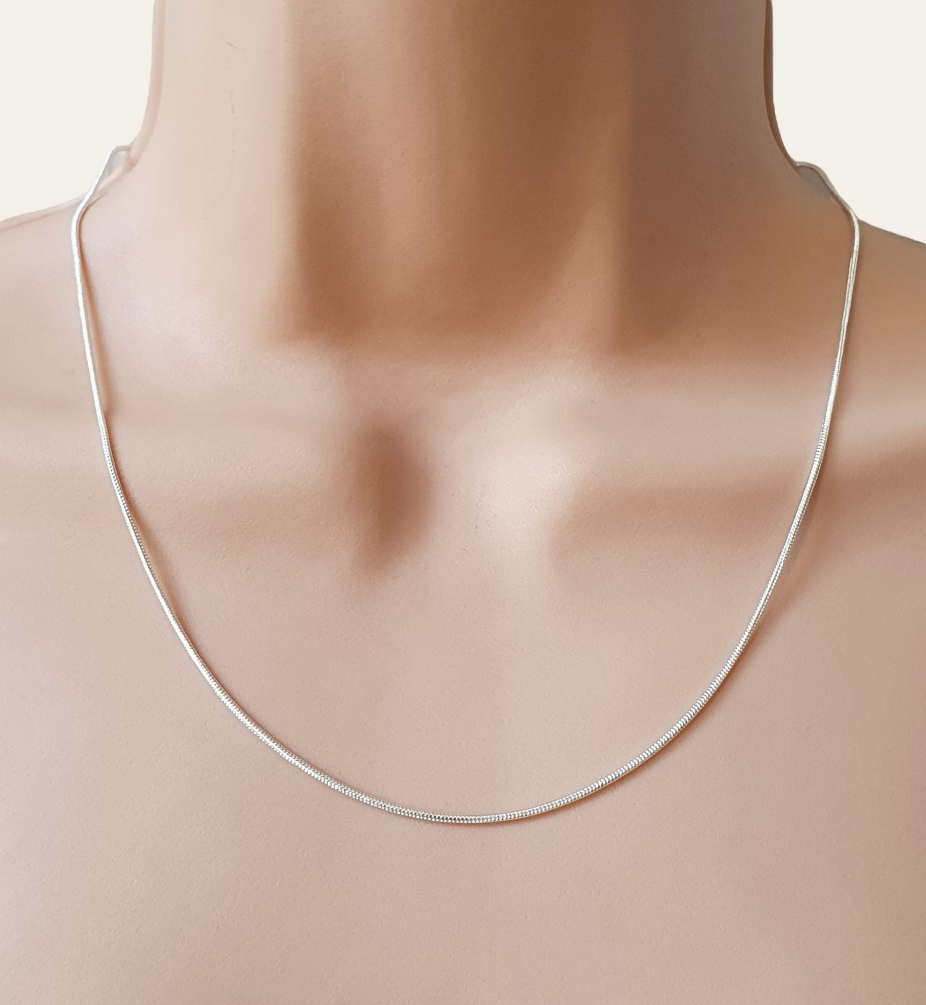 Silver 925 Plated Snake 60cm Chain Necklace