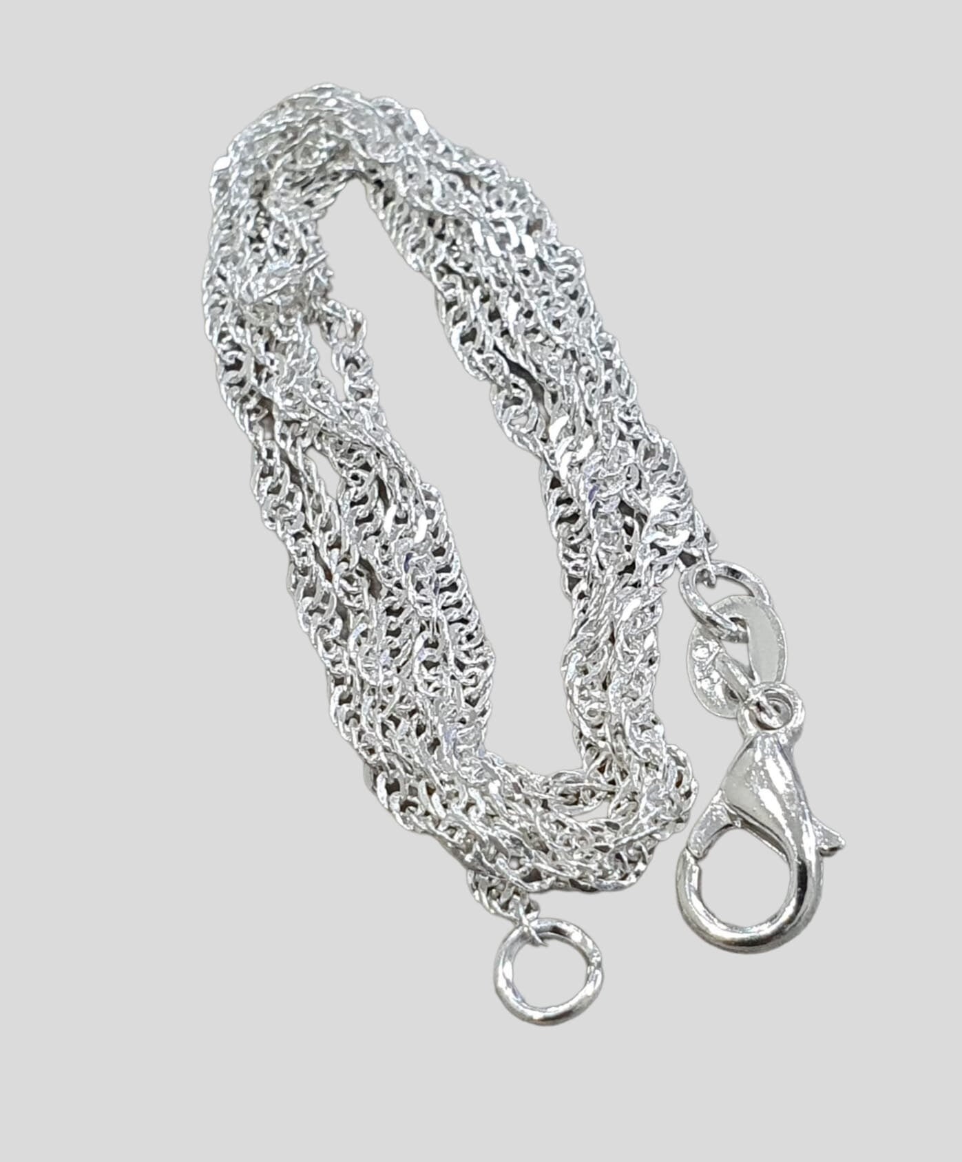 Silver Twisted Thin 925 Pendant Chain Necklace