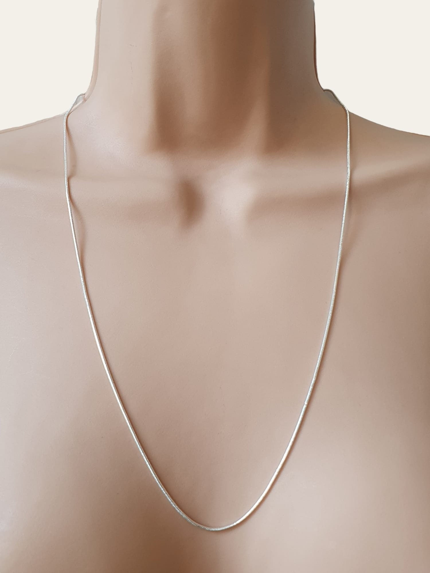 Silver 925 Plated Snake 60cm Chain Necklace