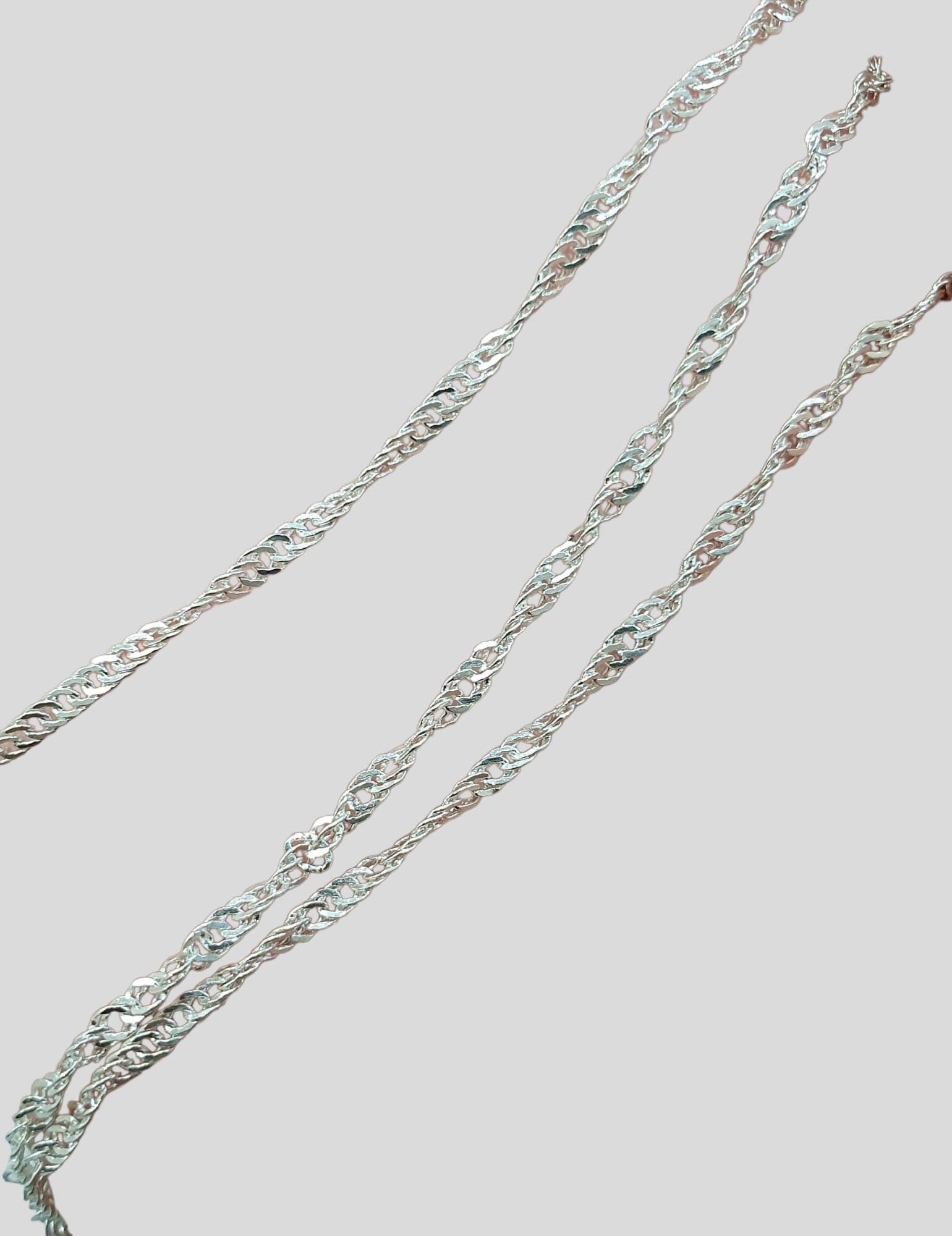 Silver Twisted Thin 925 Pendant Chain Necklace