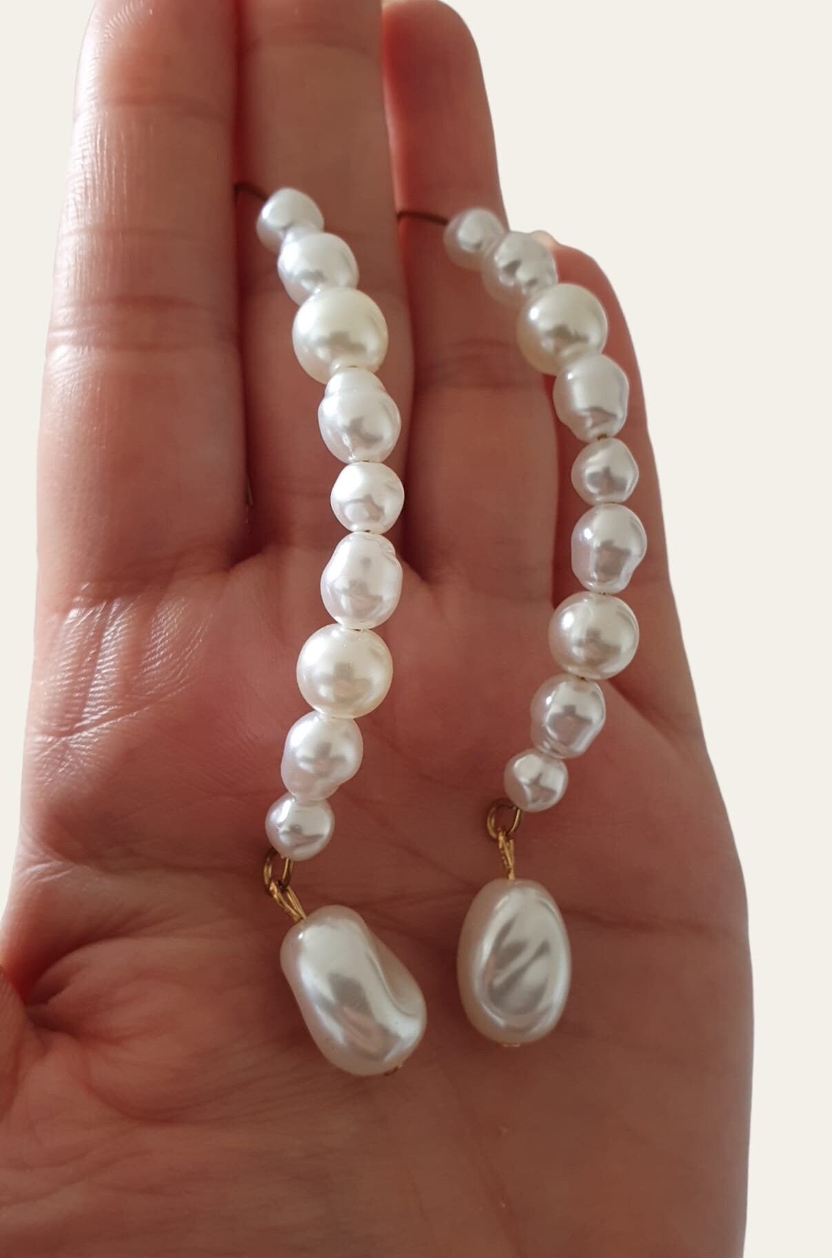 Gold Pearl Water Drop Hook Earrings