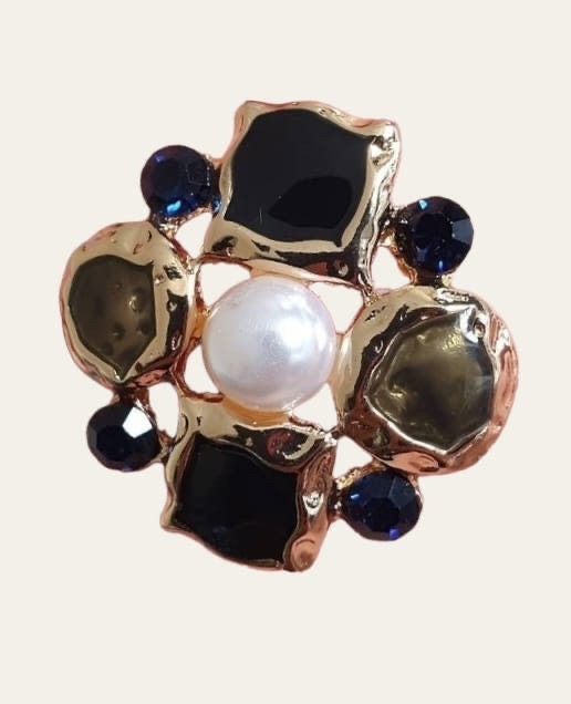 Gold Pearl Large Floral Stud Earrings