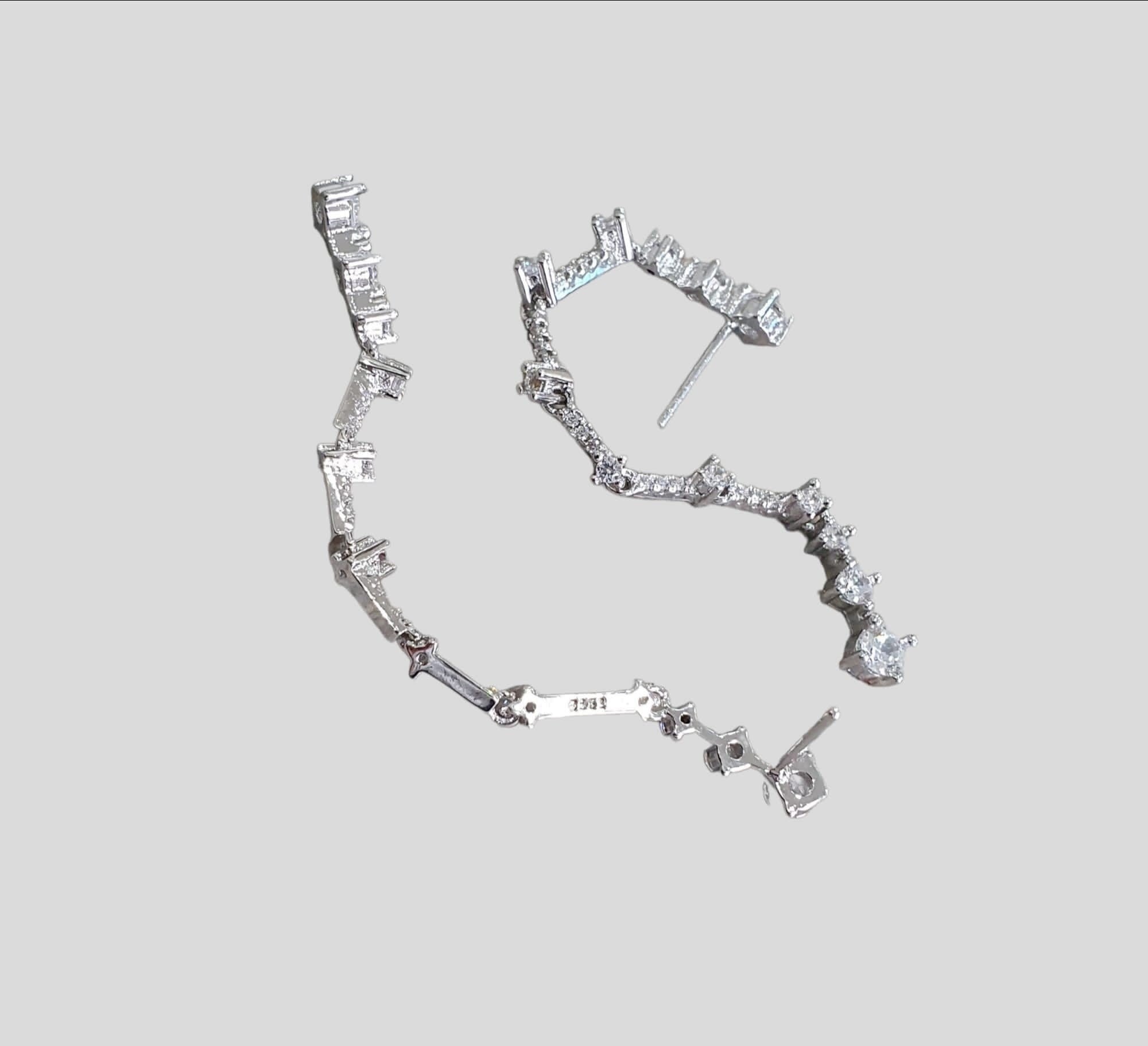 Silver 6cm Water Drop Swarovski Crystal Earrings