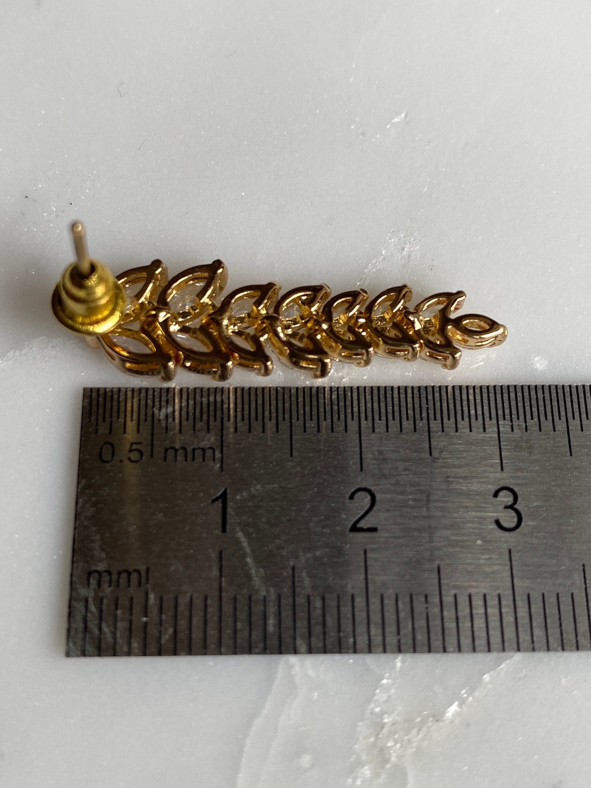 Gold Swarovski Crystal Floral Leaf Dangle Drop Earrings