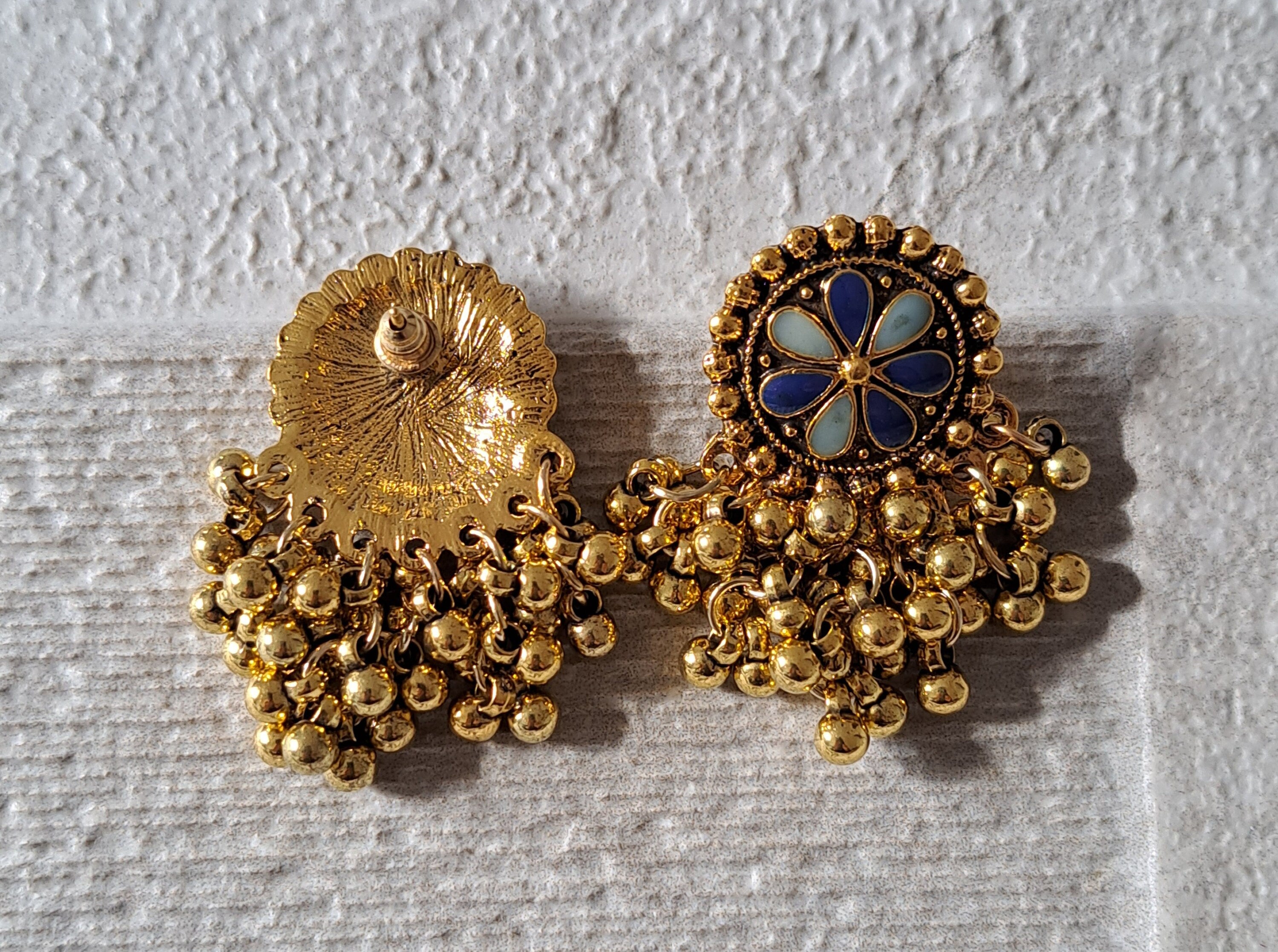 Gold Indian Chandelier Jhumki Floral Earrings