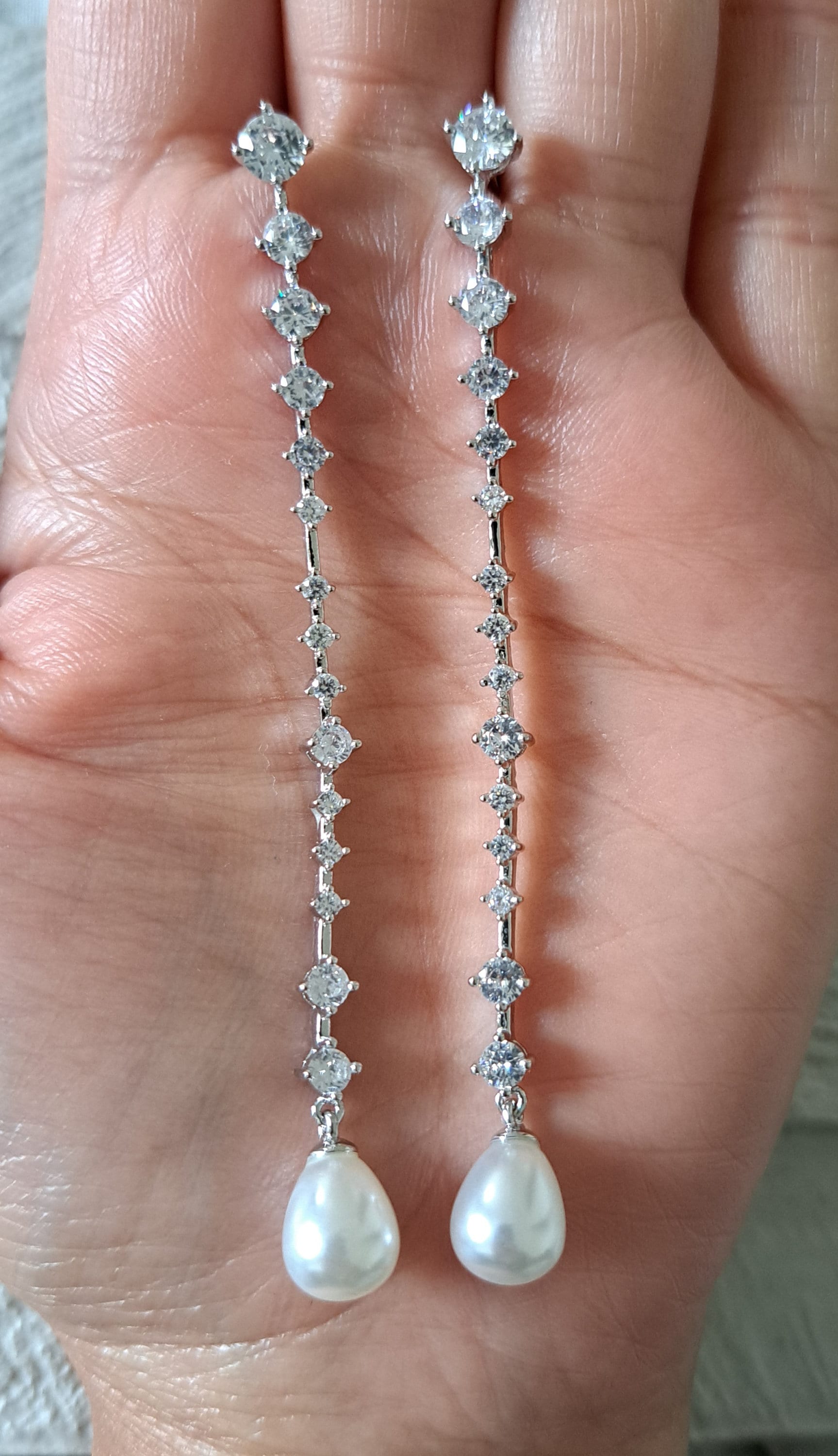 Crystal Pearl Water Drop Swarovski Crystal Dangle Earrings