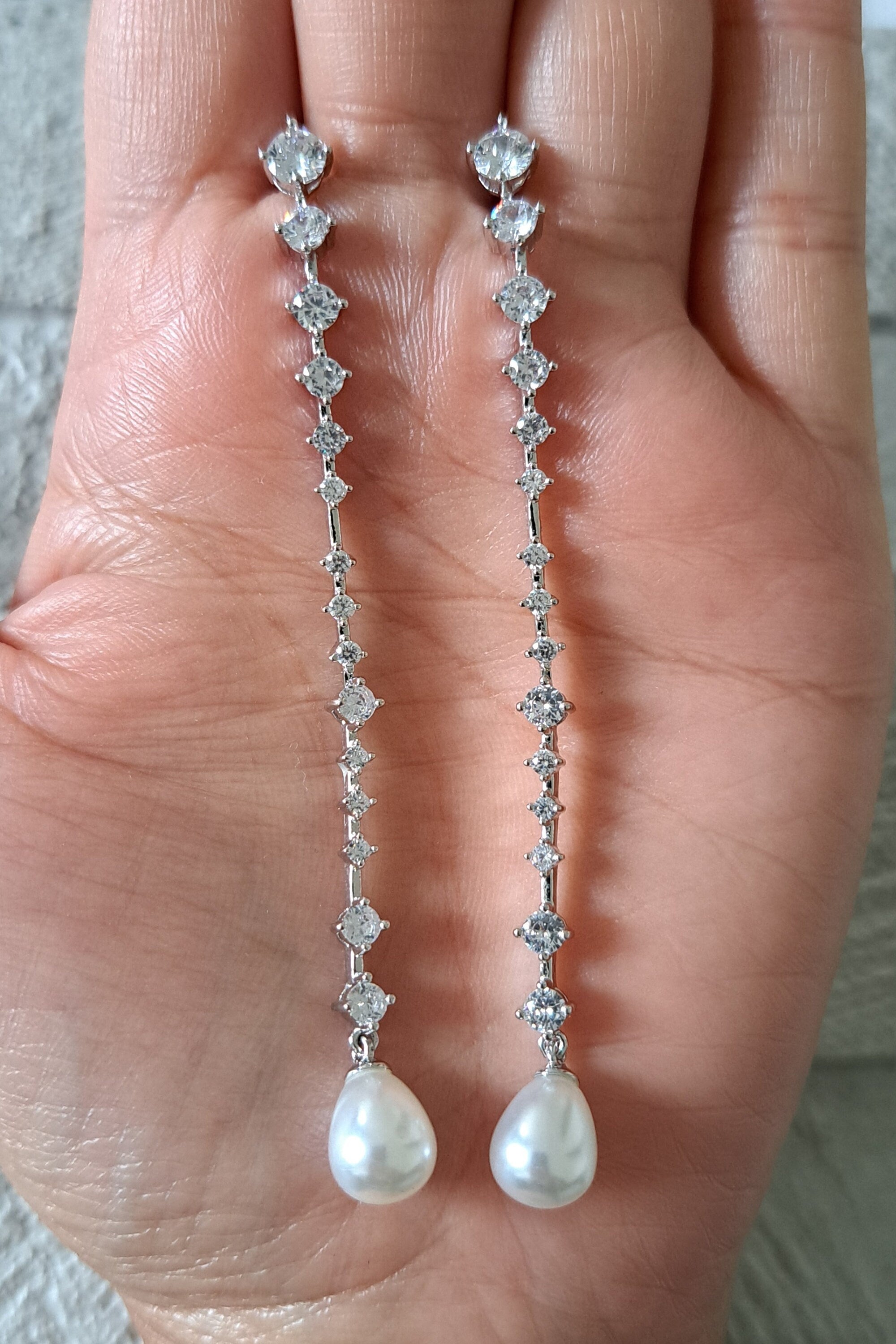 Crystal Pearl Water Drop Swarovski Crystal Dangle Earrings