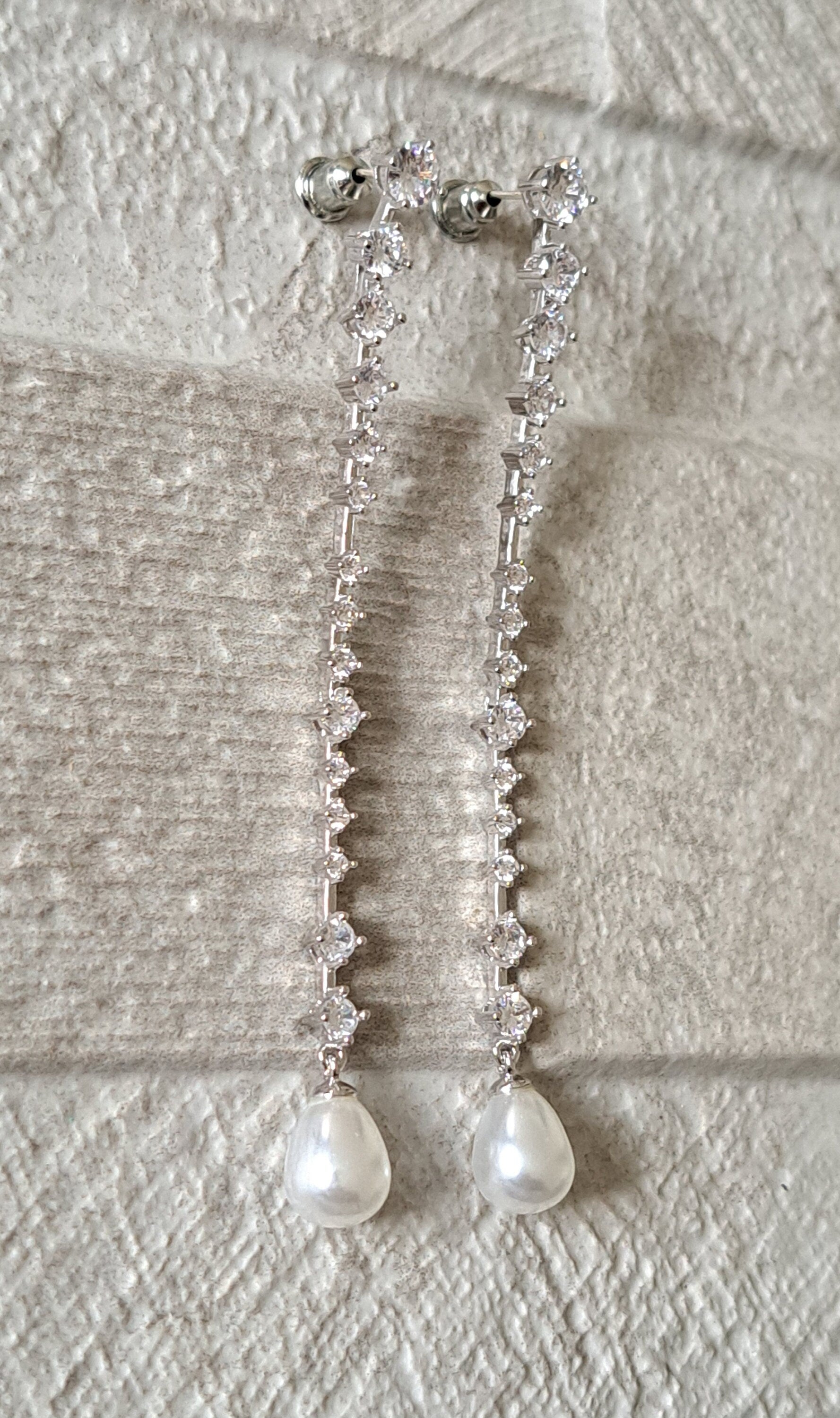 Crystal Pearl Water Drop Swarovski Crystal Dangle Earrings