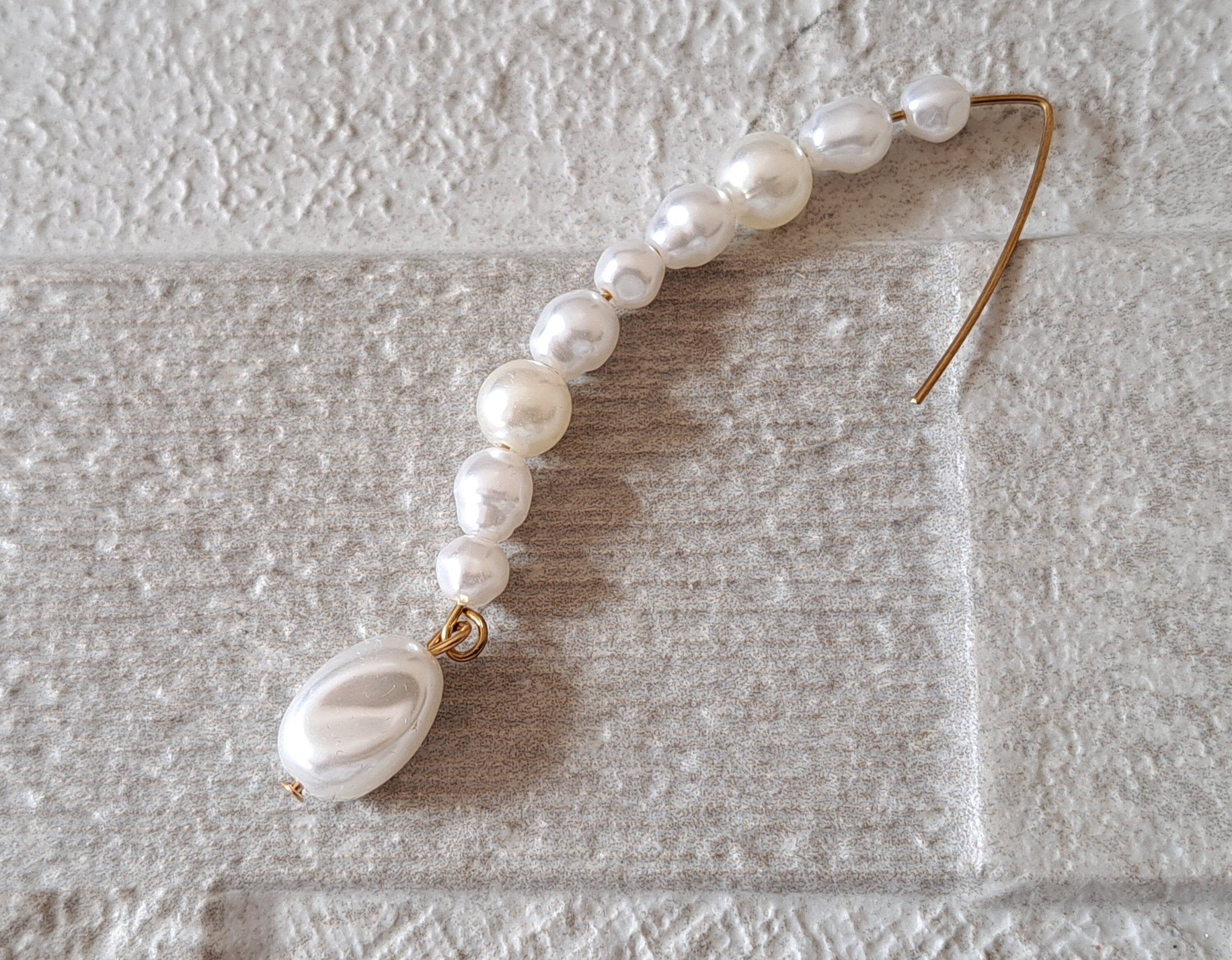 Gold Pearl Water Drop Hook Earrings