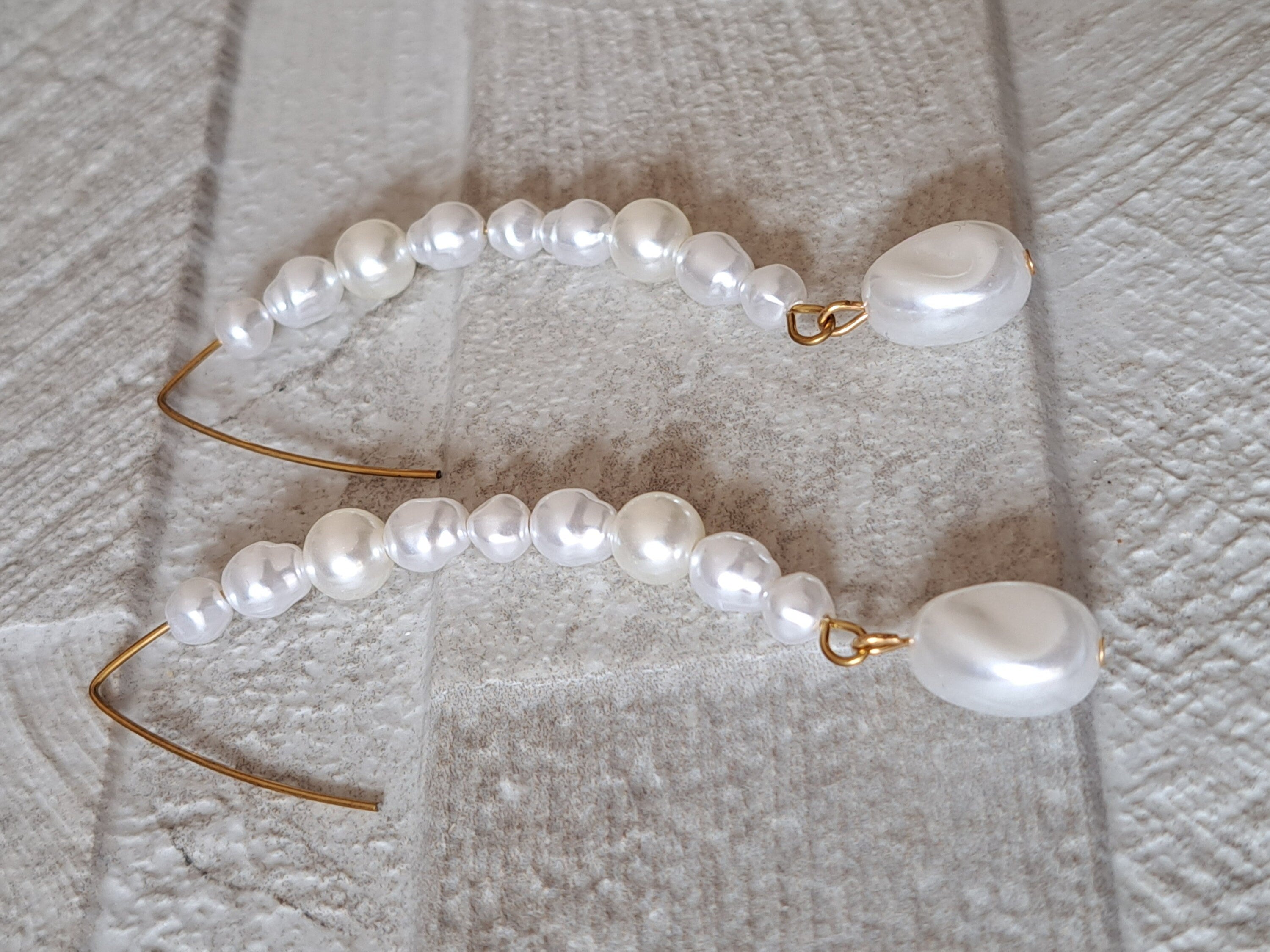 Gold Pearl Water Drop Hook Earrings