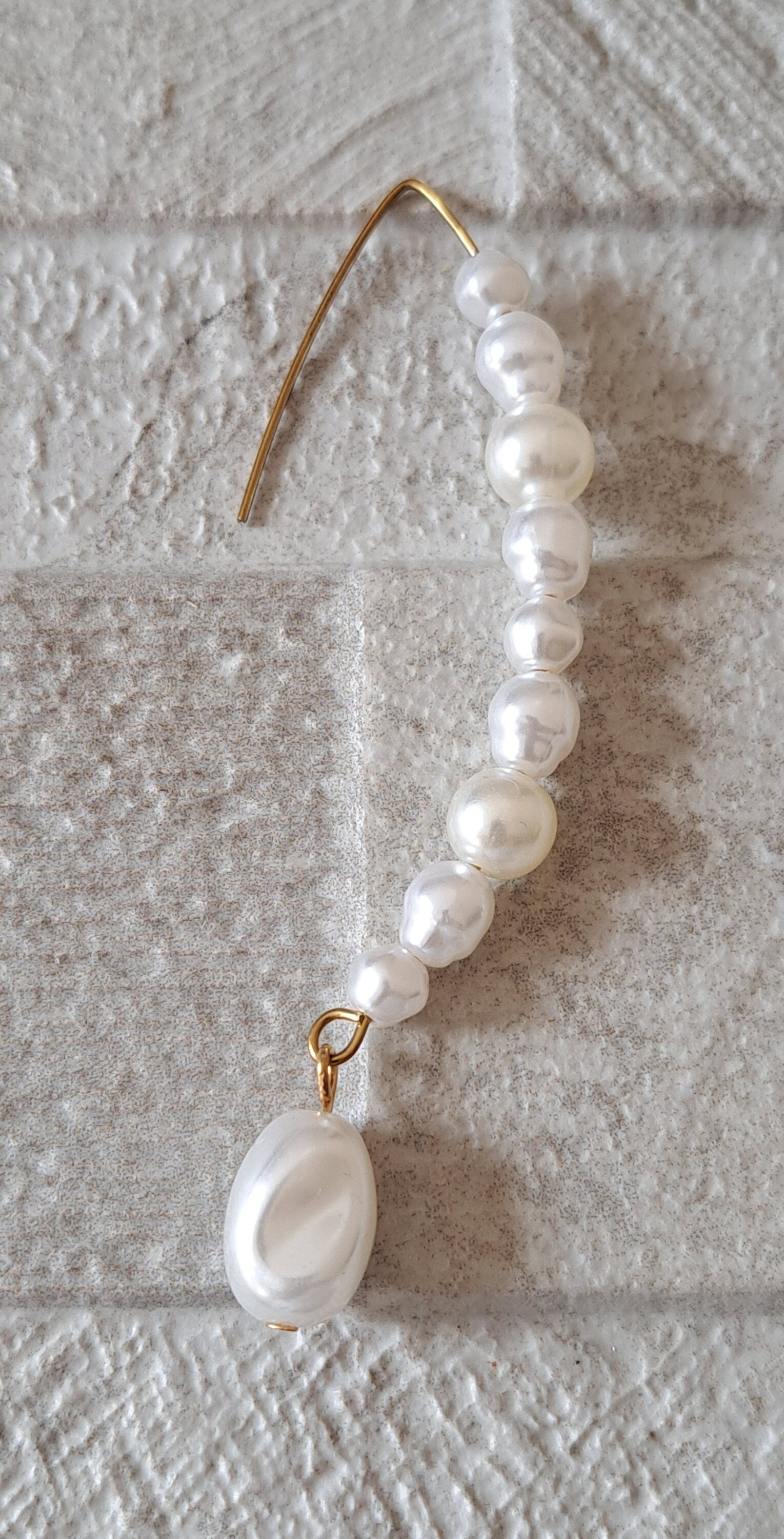 Gold Pearl Water Drop Hook Earrings