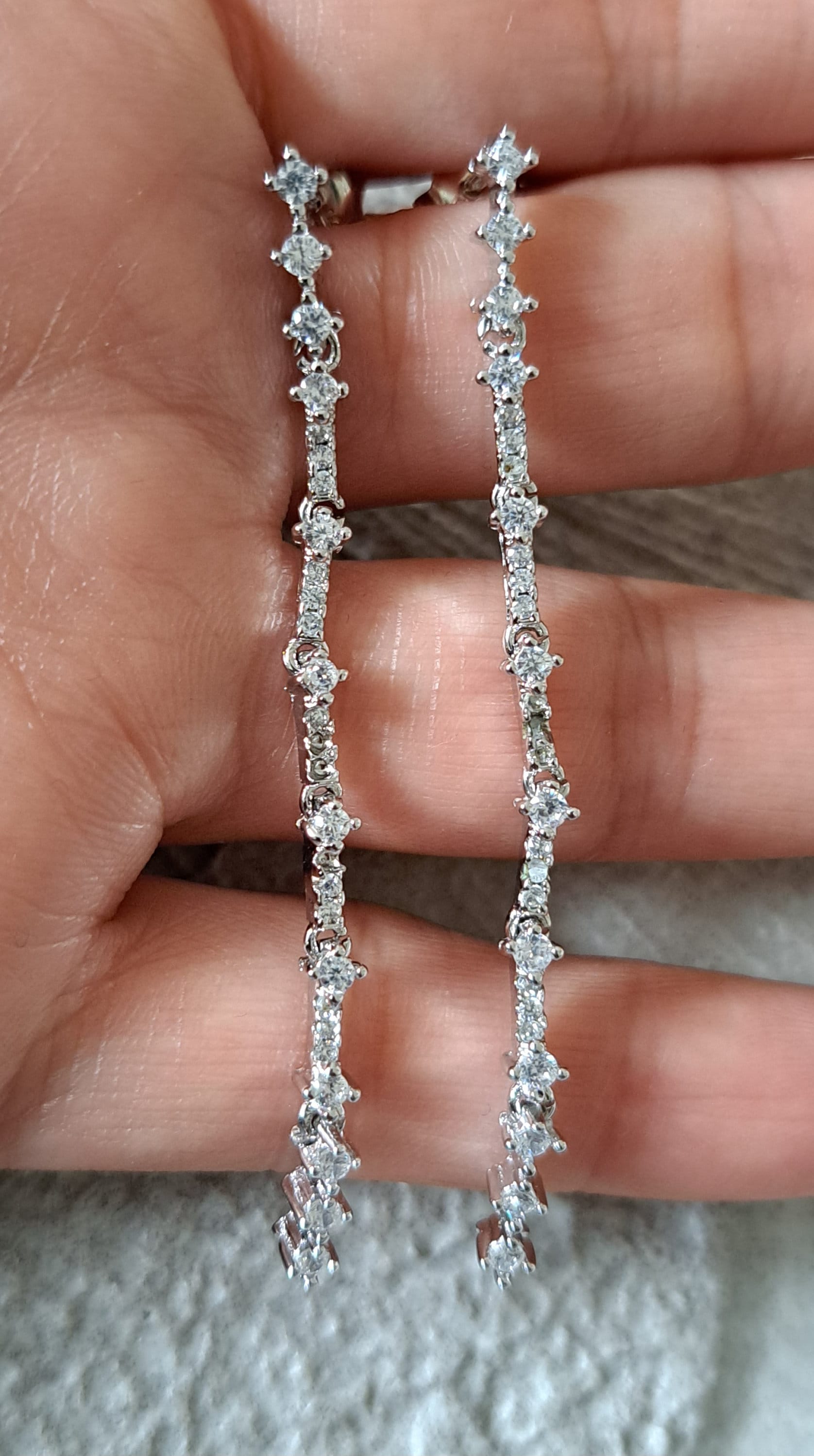 Silver 6cm Water Drop Swarovski Crystal Earrings