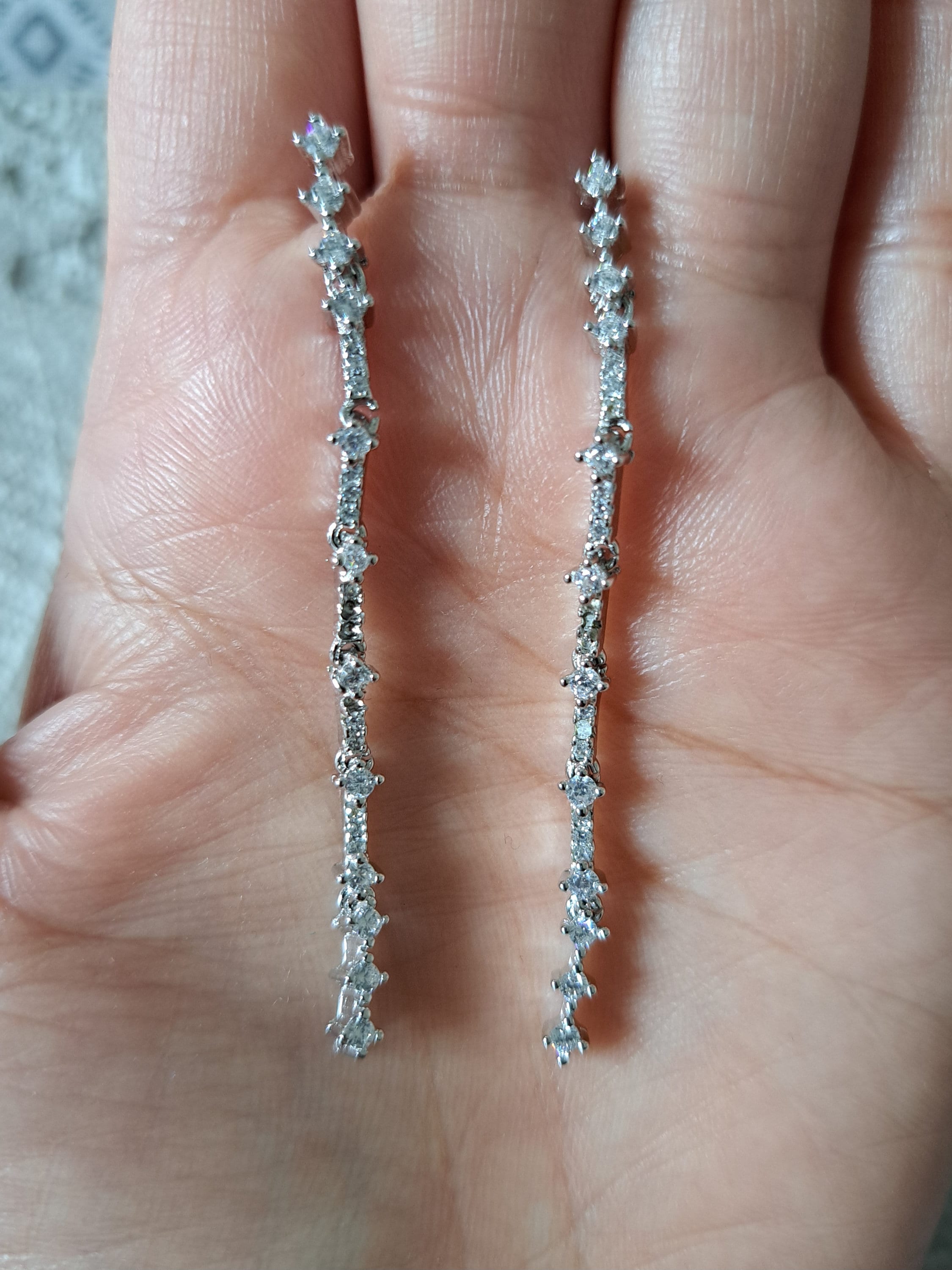 Silver 6cm Water Drop Swarovski Crystal Earrings