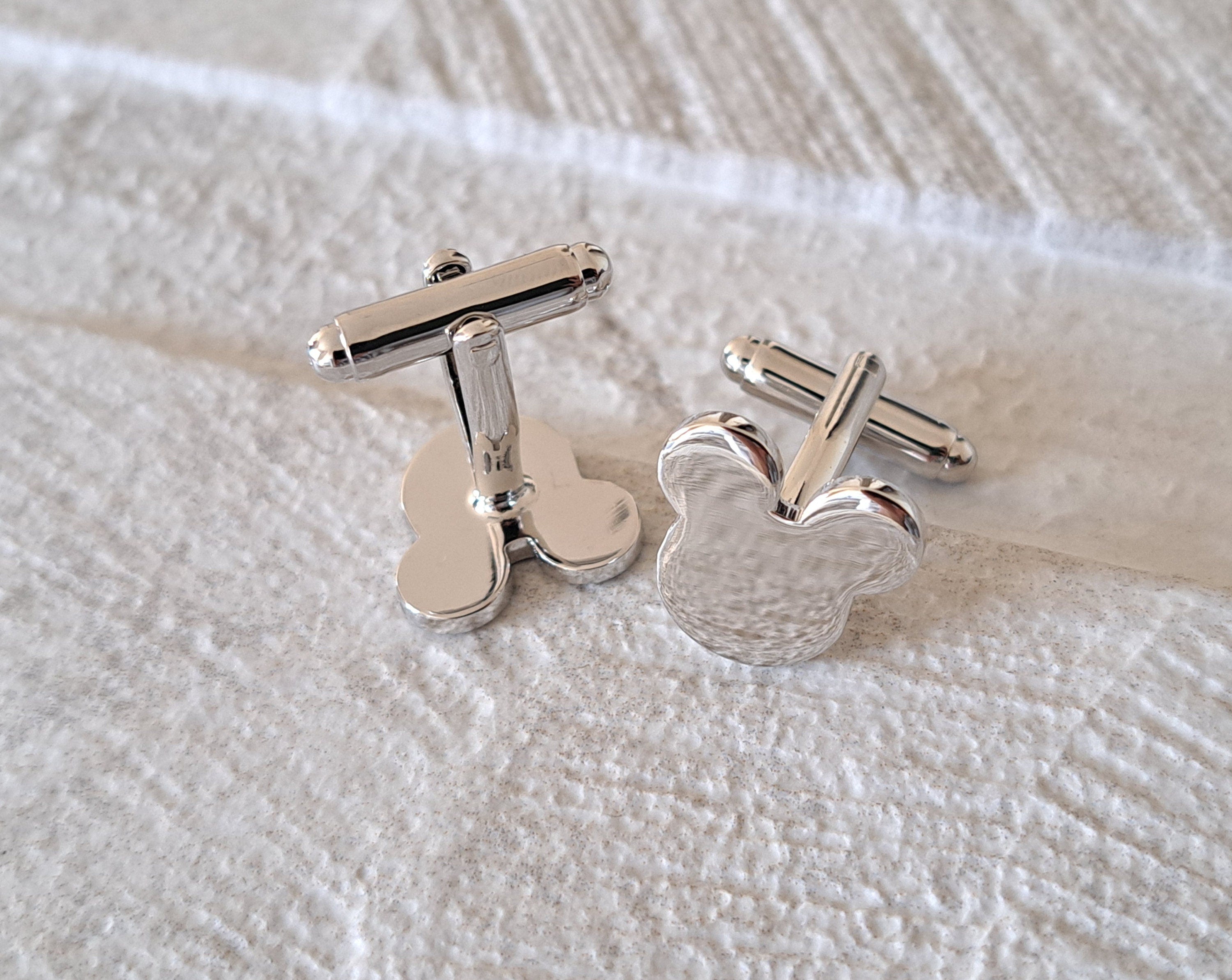 Silver Plated Mickey Mouse Head Shirt Cufflinks