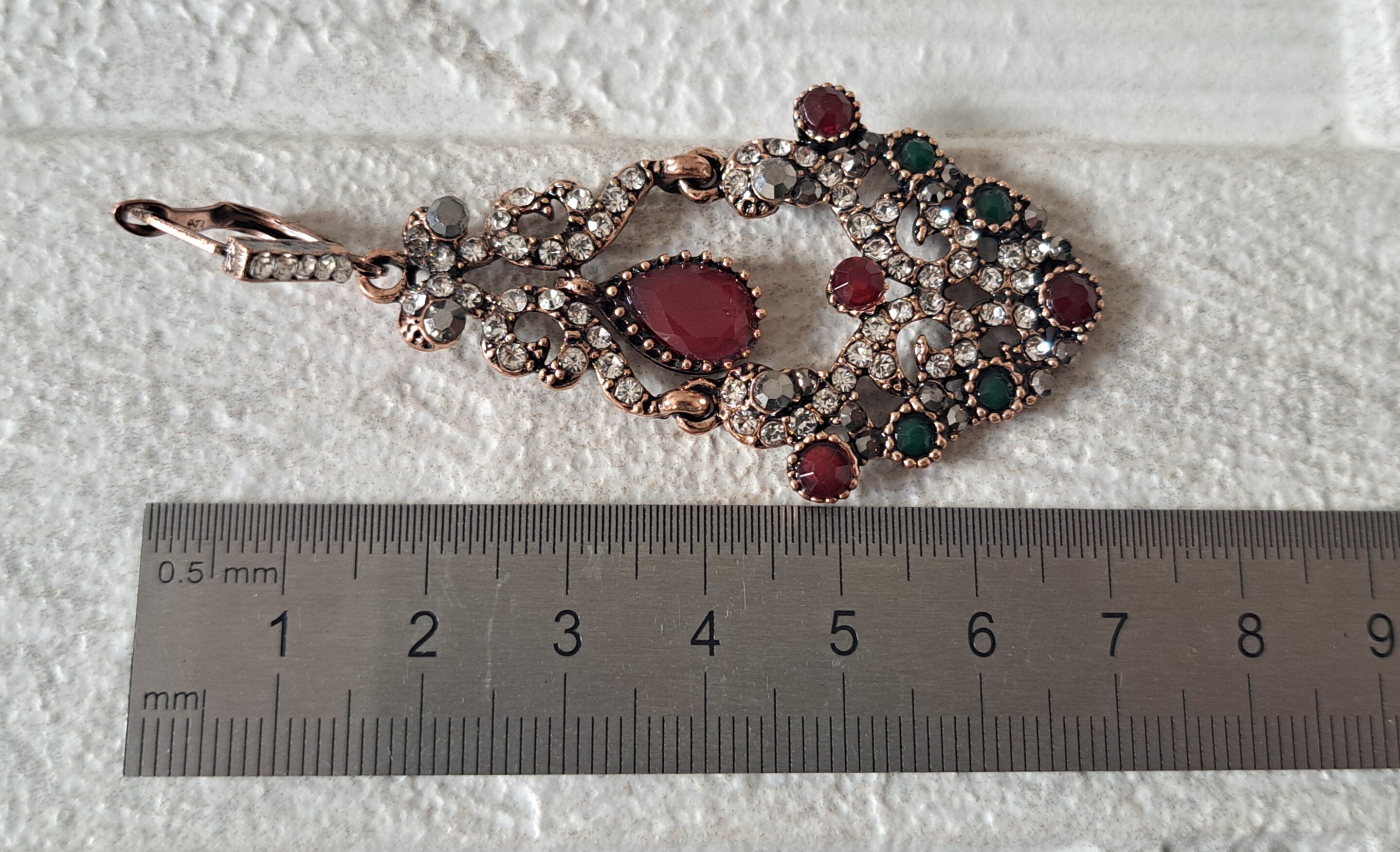 Gold Red Swarovski Crystal Dangle Chandelier Earrings