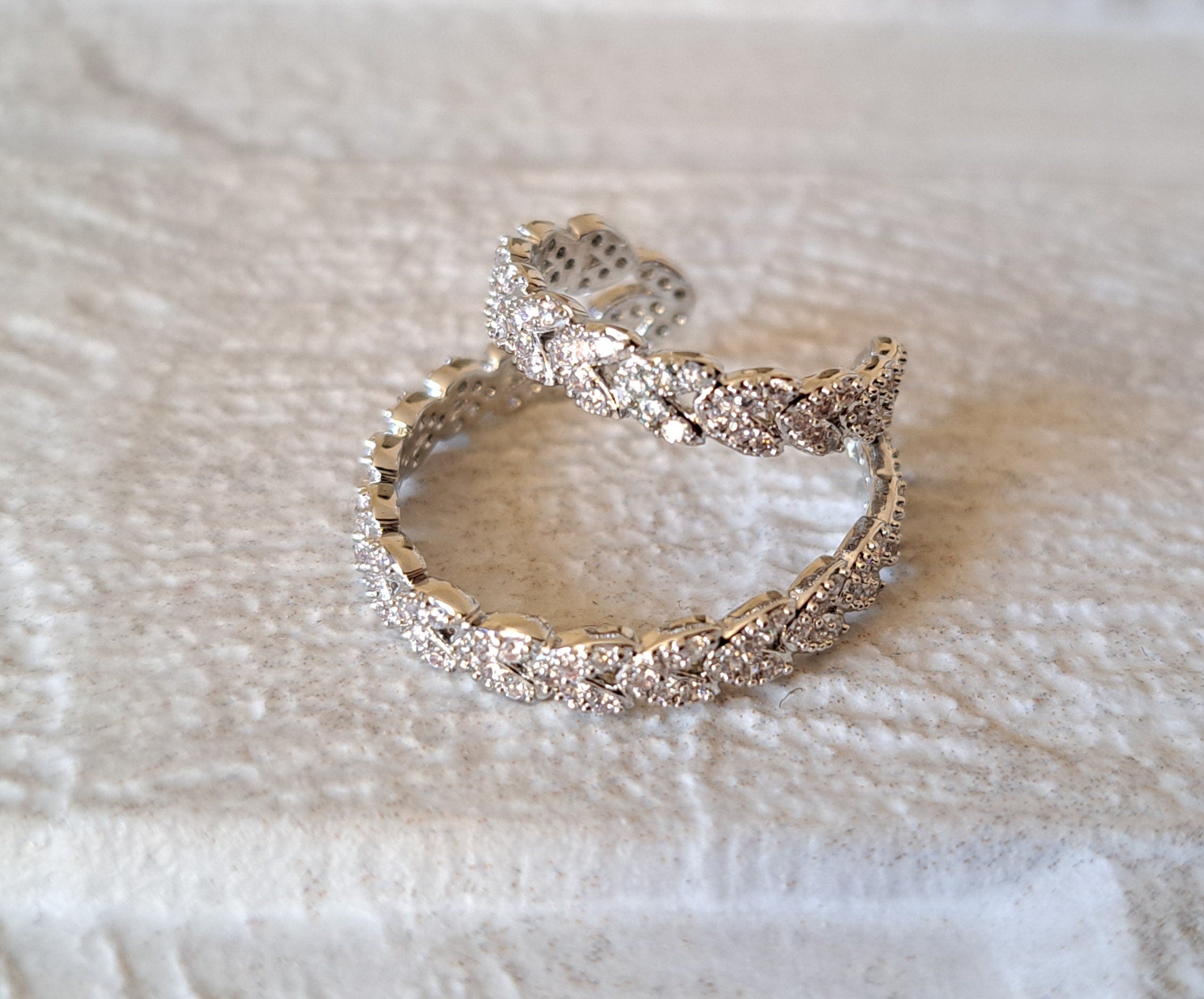 Large Silver Double Cuff Swarovski Crystal Slide On Ear Cuff Earring