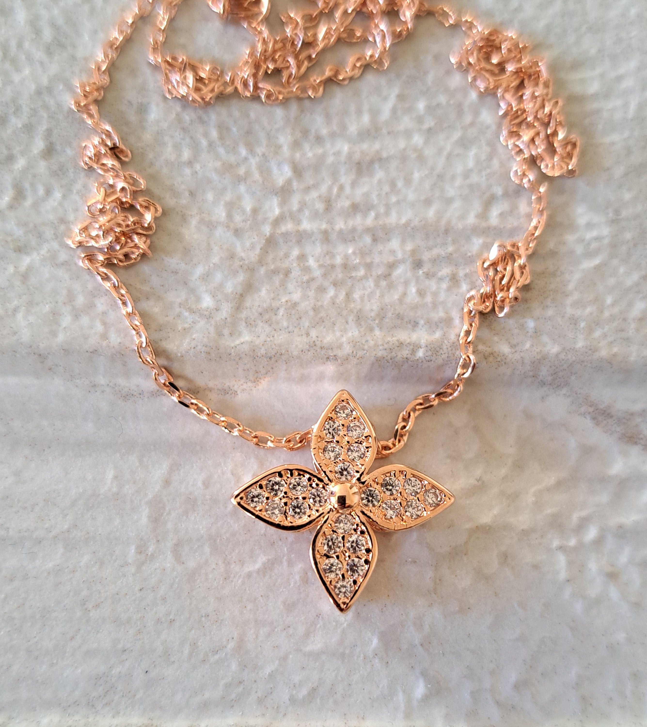 Rose Gold finish 925 Swarovski Crystal Star Blossom Necklace and Pendant