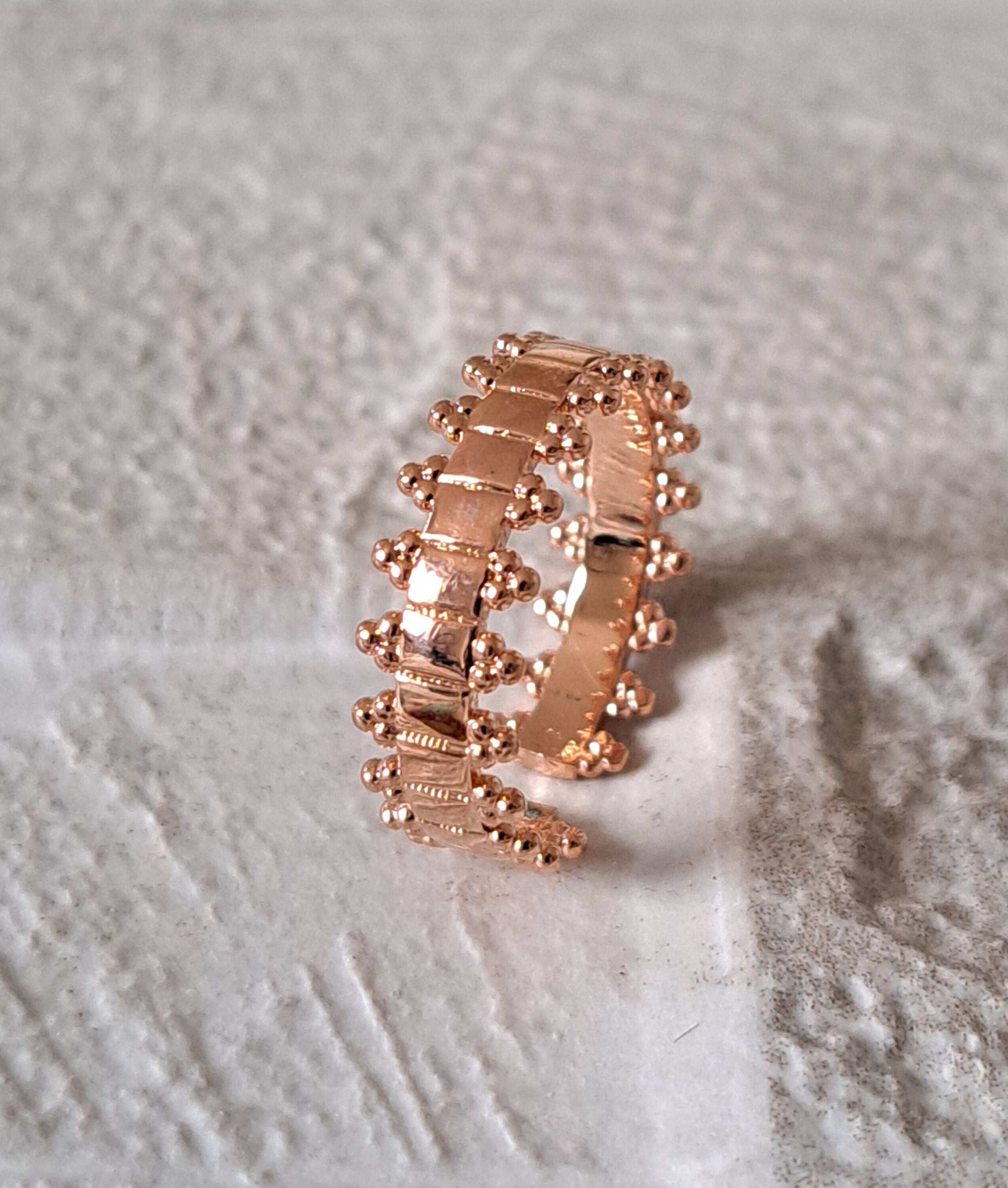 Rose Gold Spike Open Adjustable Stackable Band Ring