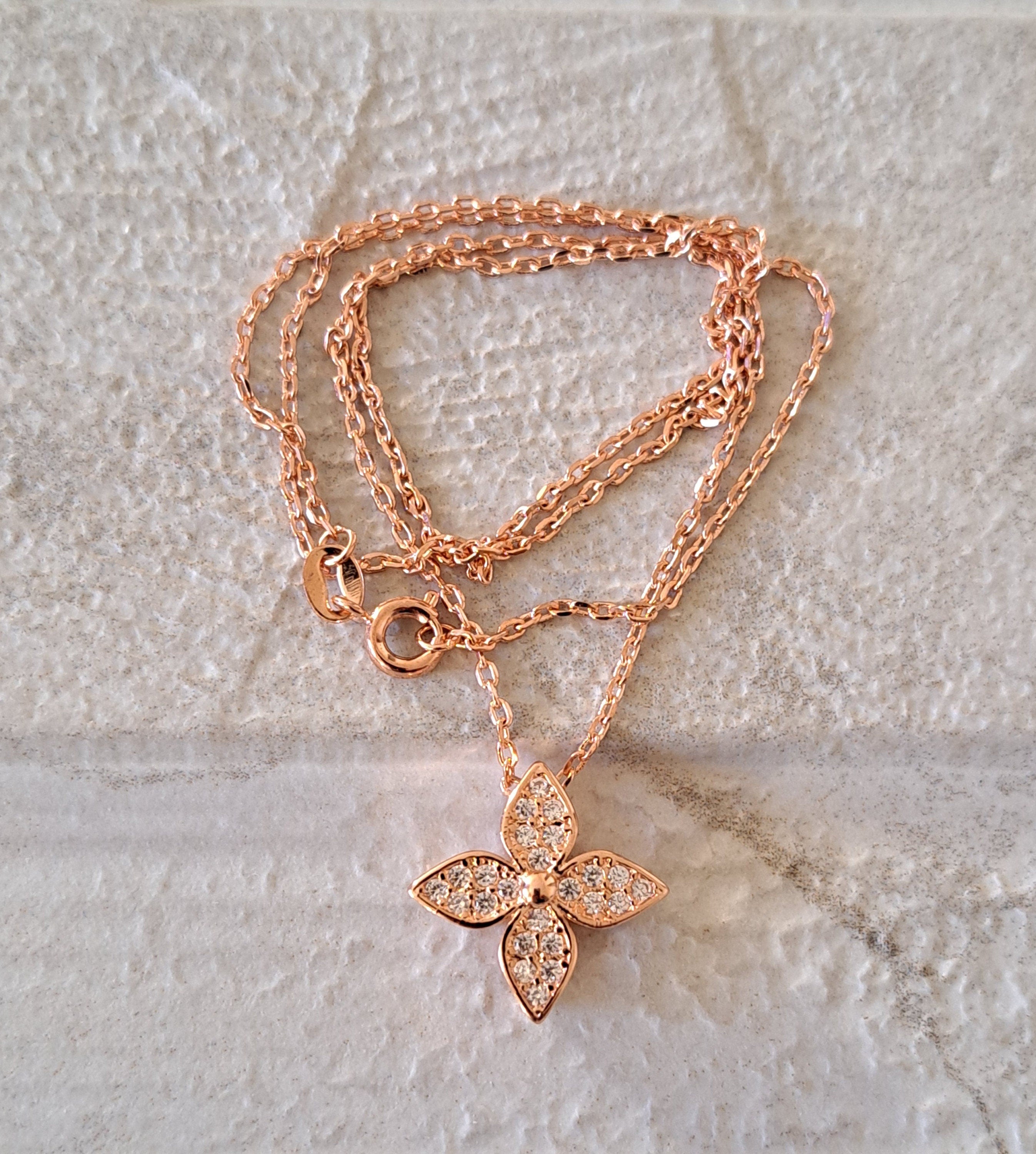 Rose Gold finish 925 Swarovski Crystal Star Blossom Necklace and Pendant