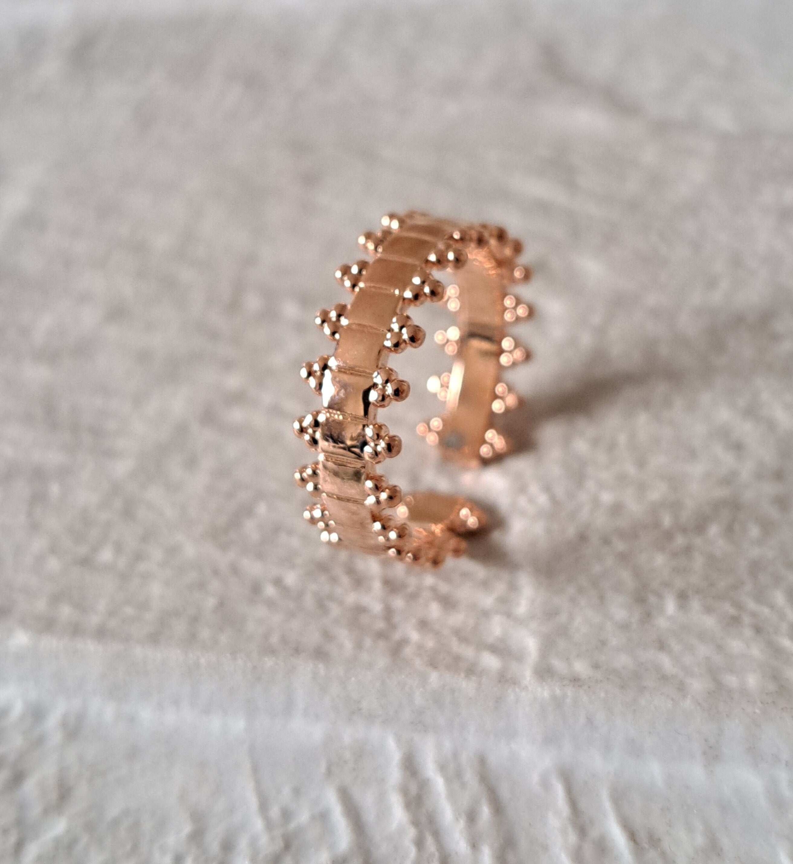 Rose Gold Spike Open Adjustable Stackable Band Ring