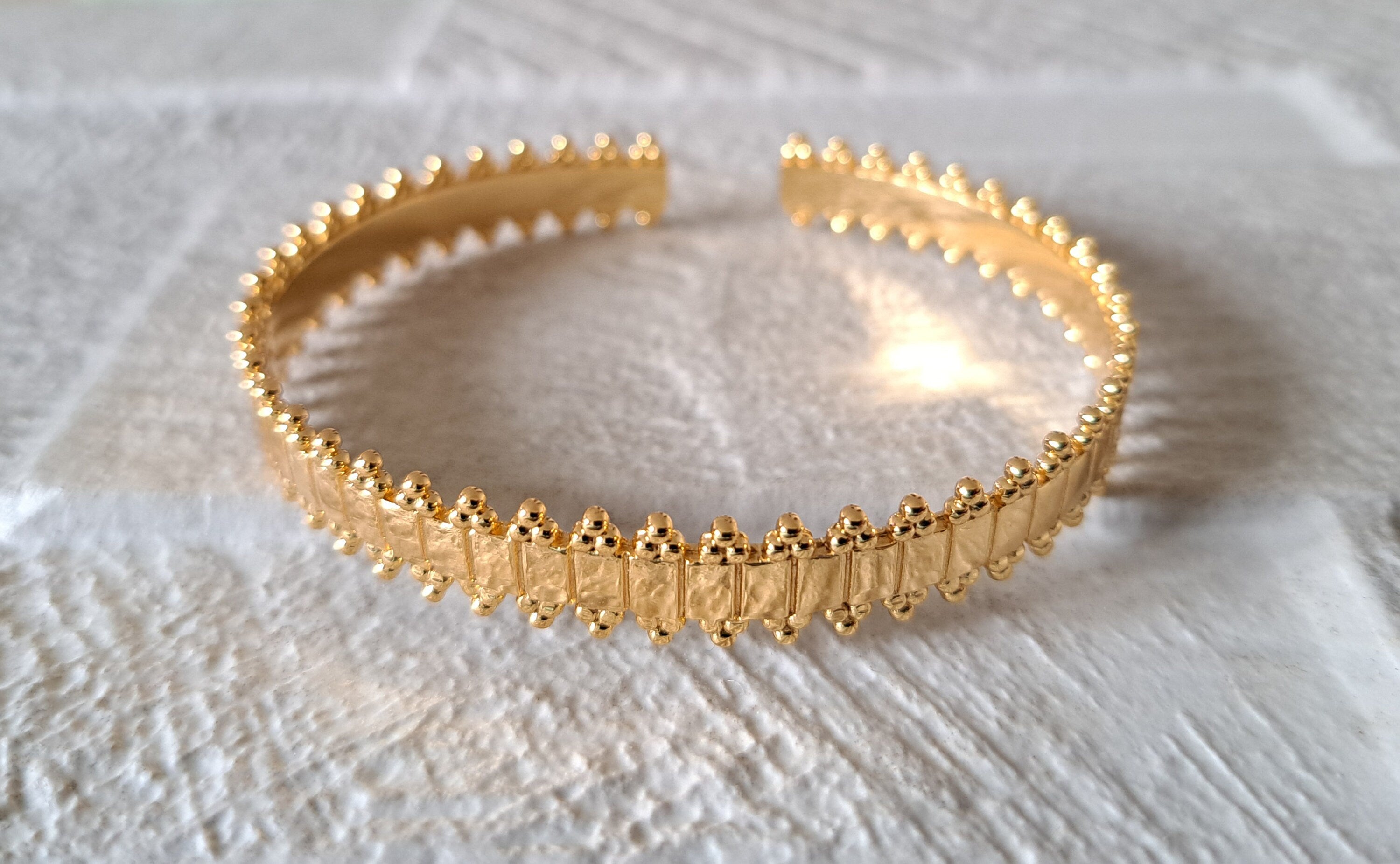 Gold Spike Open Cuff Wrist Bangle
