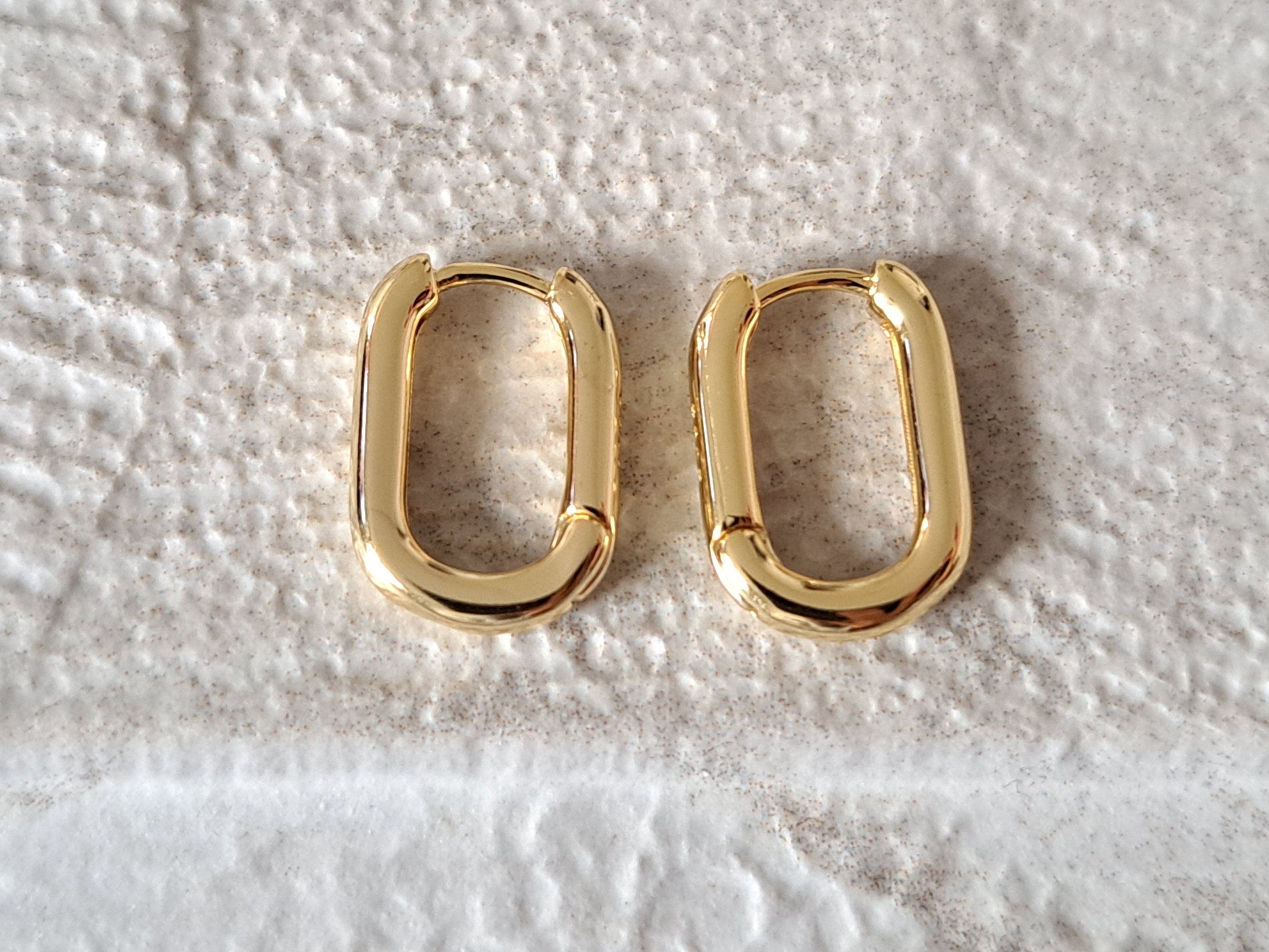Gold Small 925 Sterling Silver Oval Hoop Earrings