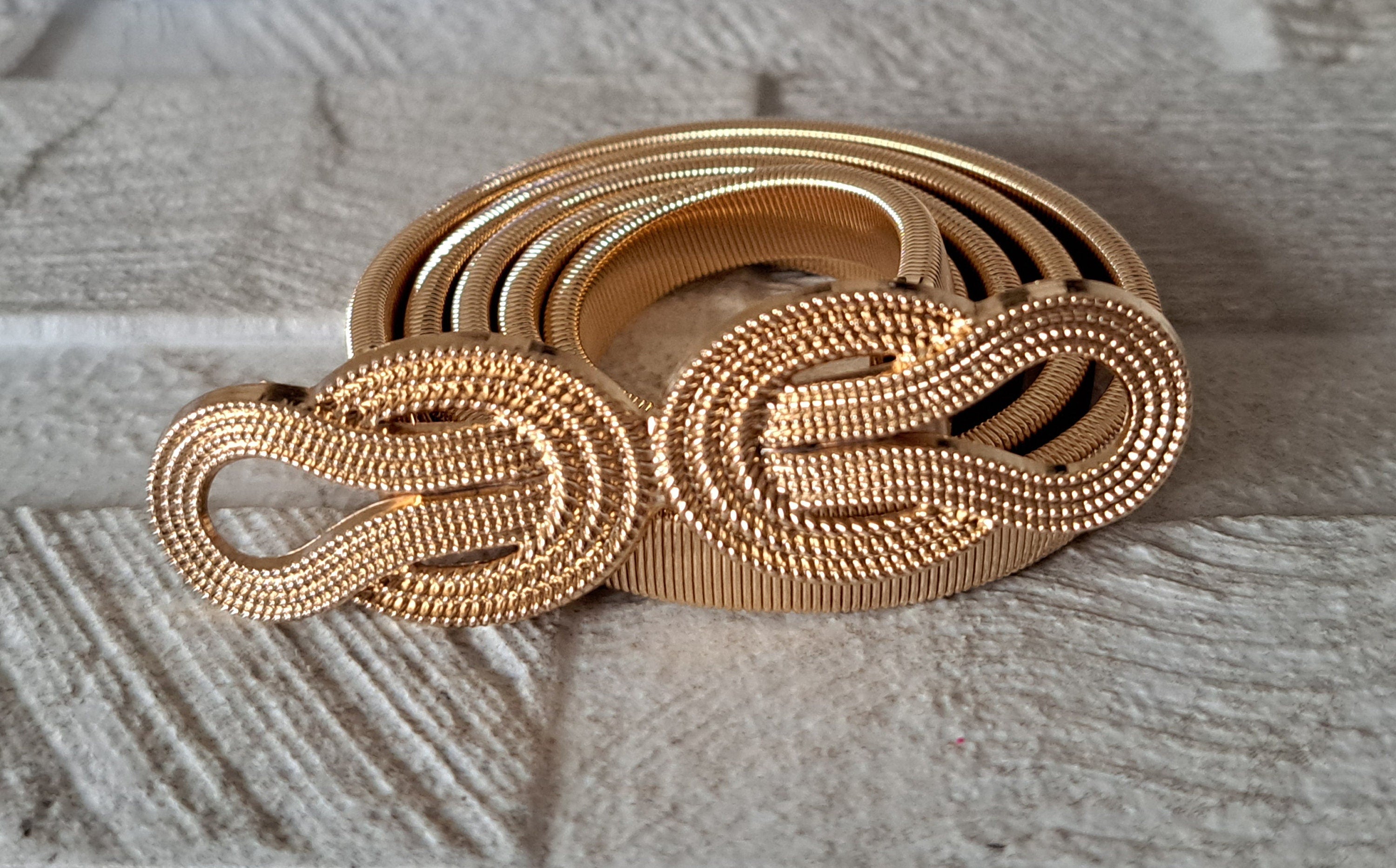 Gold Skinny Thin Elastic Hook Dress Belt