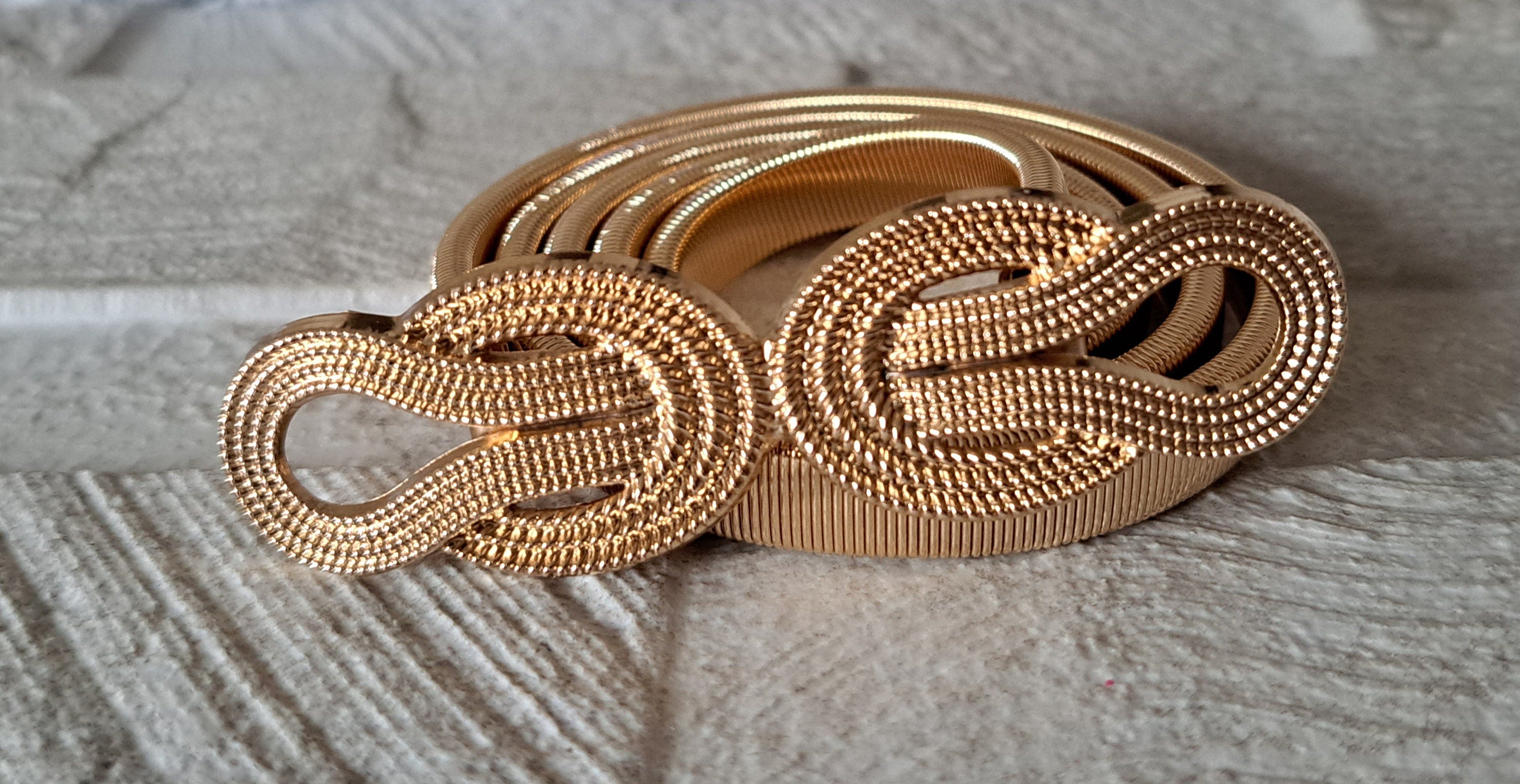 Gold Skinny Thin Elastic Hook Dress Belt