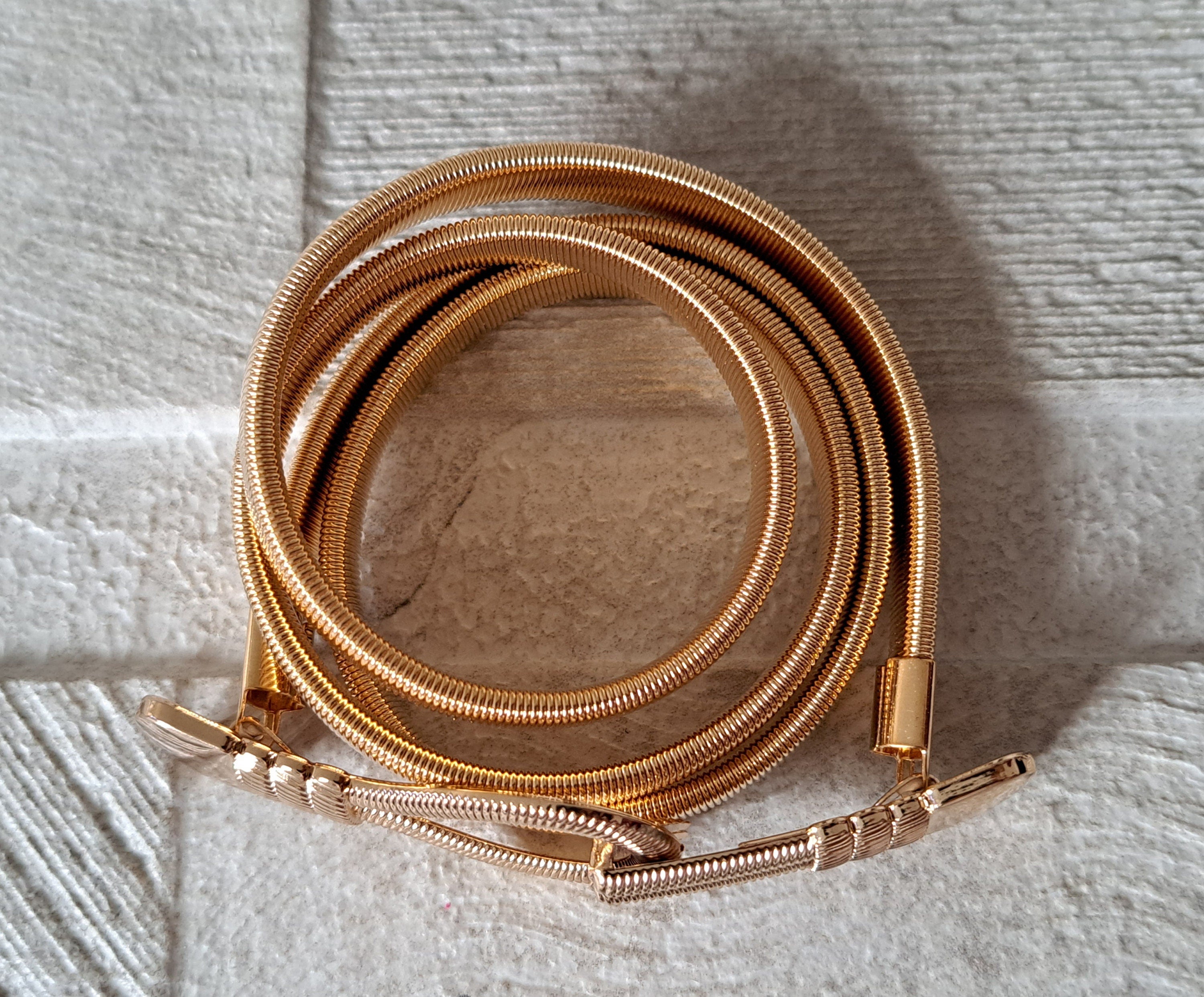 Gold Skinny Stretch Loop Hook Knot Shirt Dress Coat Belt