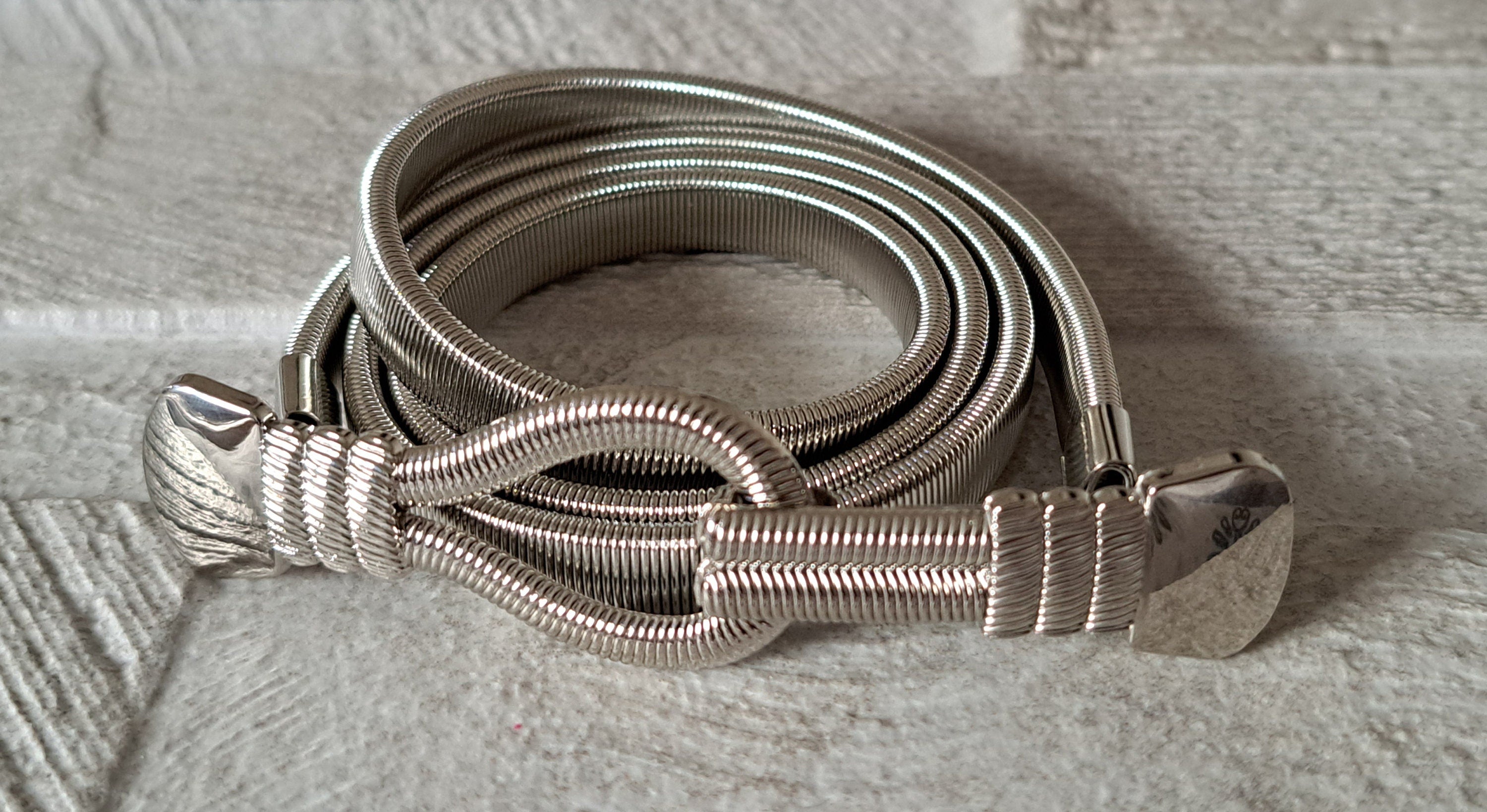 Silver Skinny Stretch Loop Hook Knot Shirt Dress Coat Belt