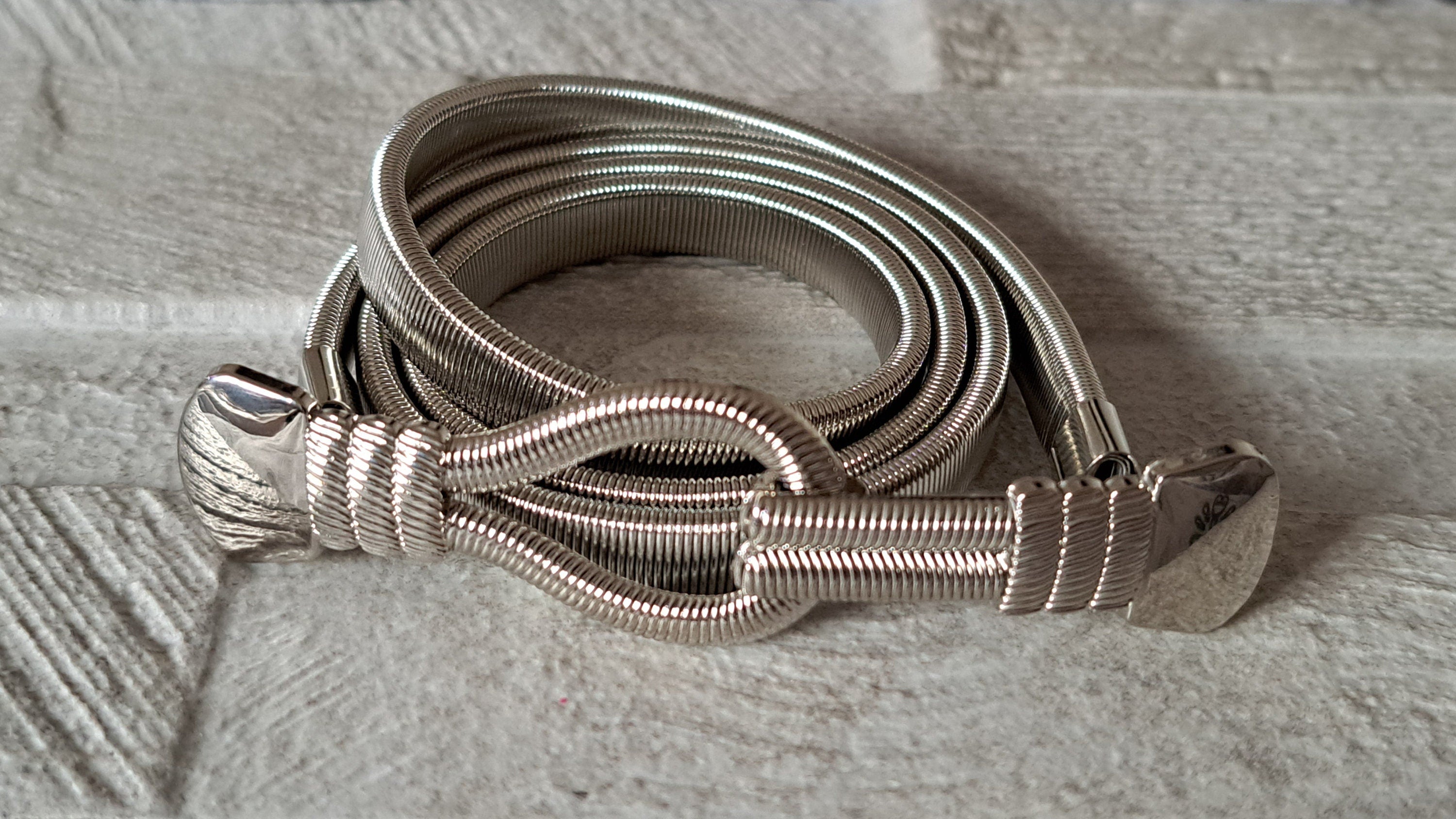 Silver Skinny Stretch Loop Hook Knot Shirt Dress Coat Belt