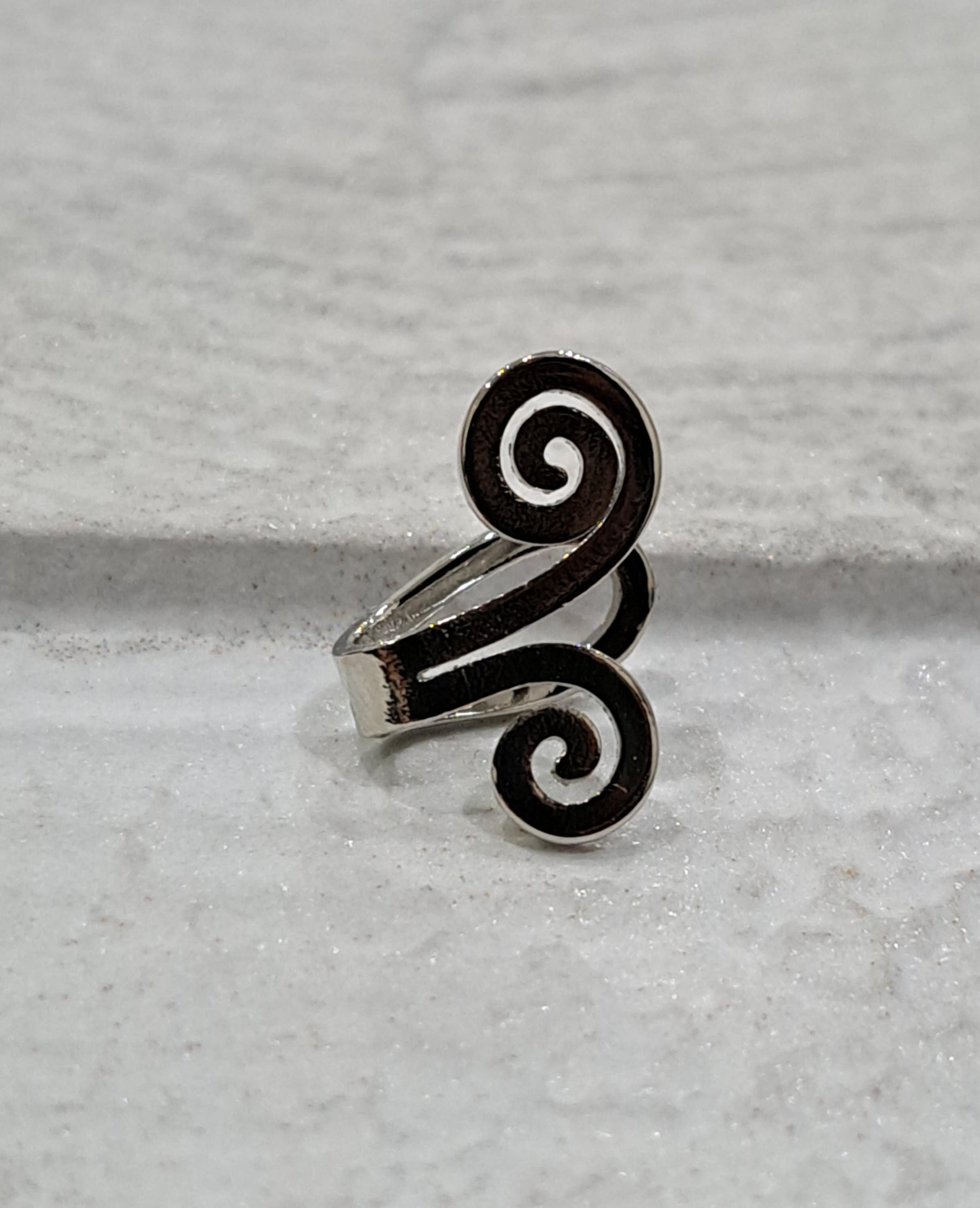 Silver swirl clip on ear cuff stud earrings