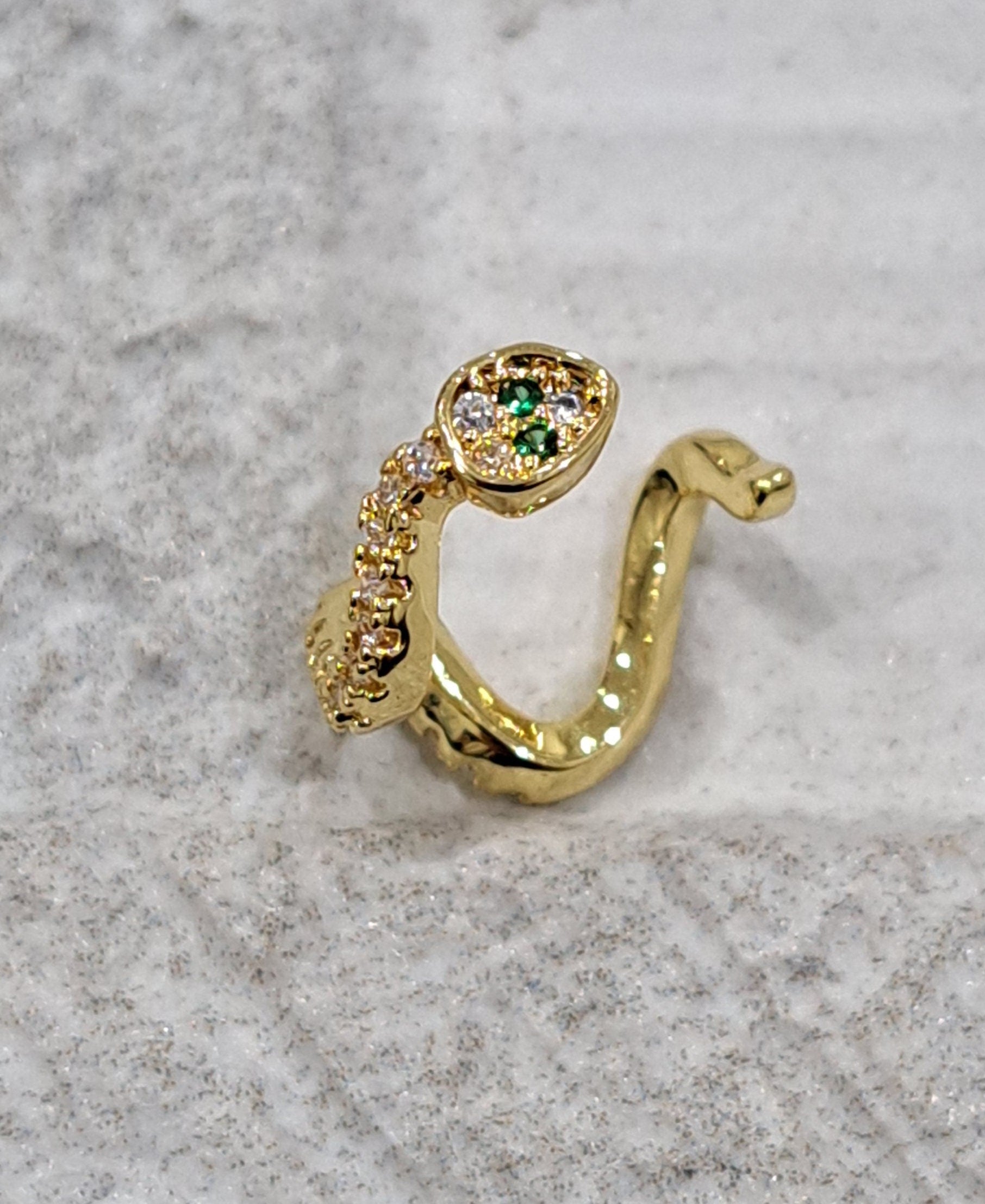 Small Gold Snake Swarovski Crystal Slide-On Cuff Earring