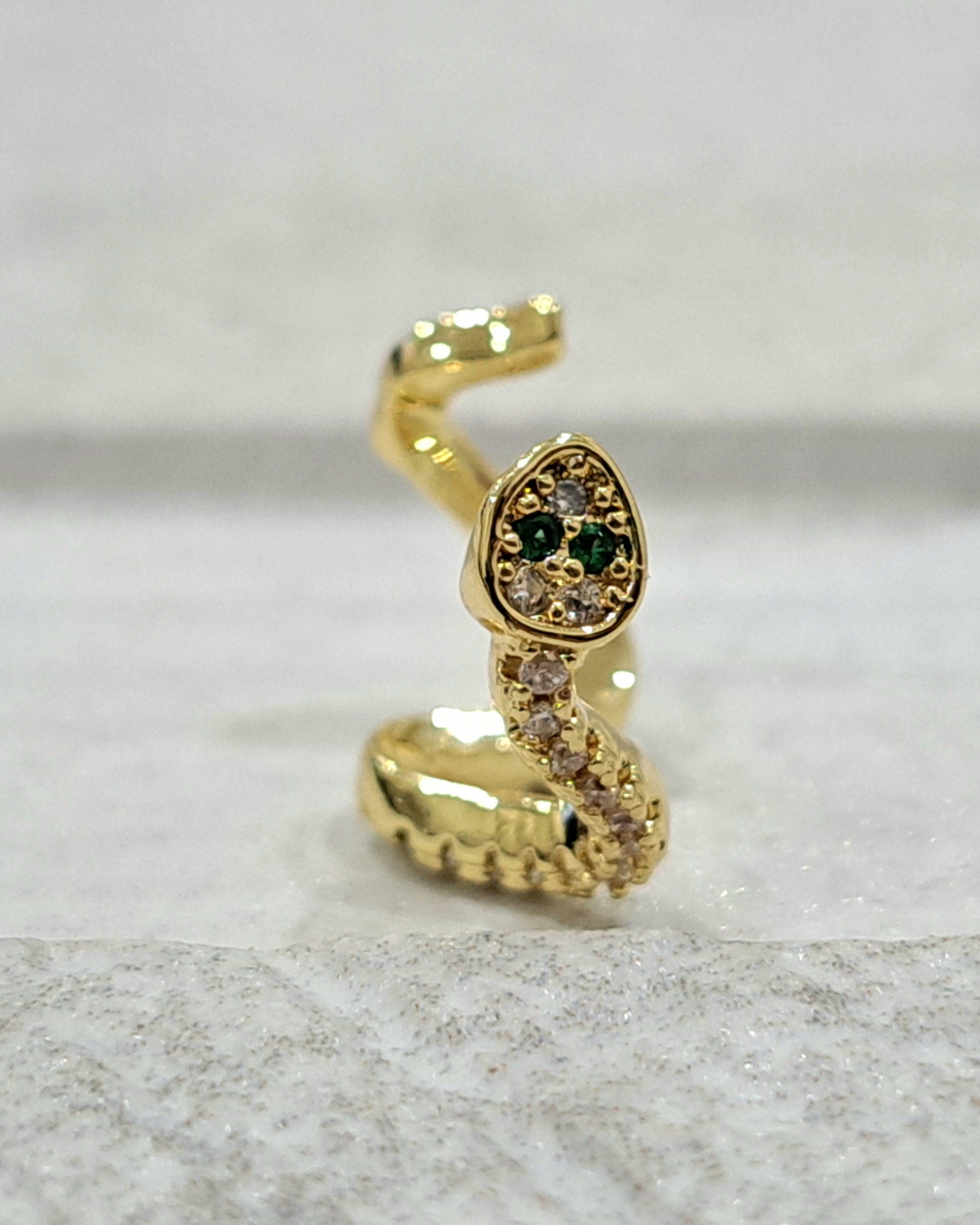 Small Gold Snake Swarovski Crystal Slide-On Cuff Earring