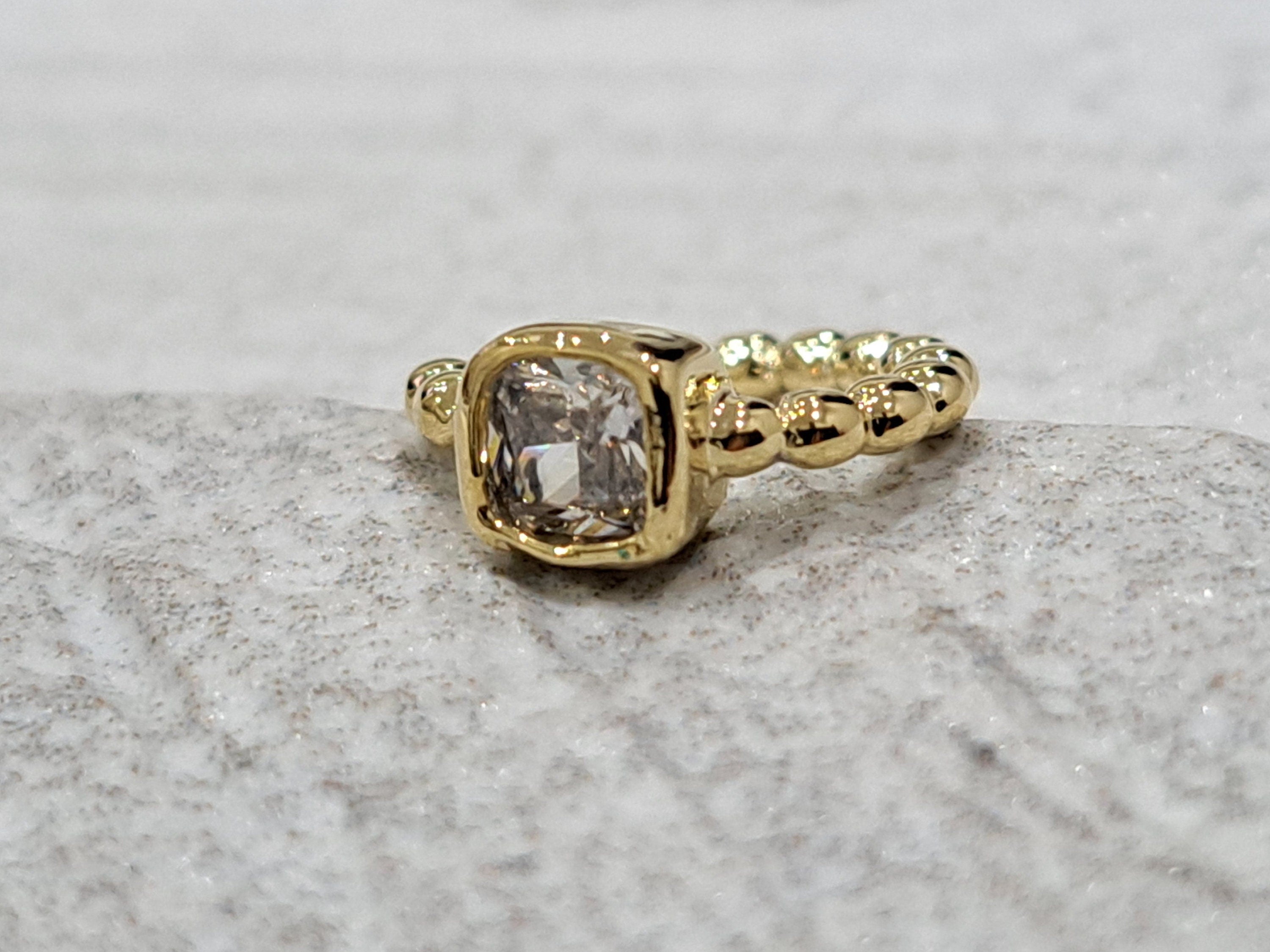 Small Gold Plated Square Swarovski Crystal Slide on Ear Cuff