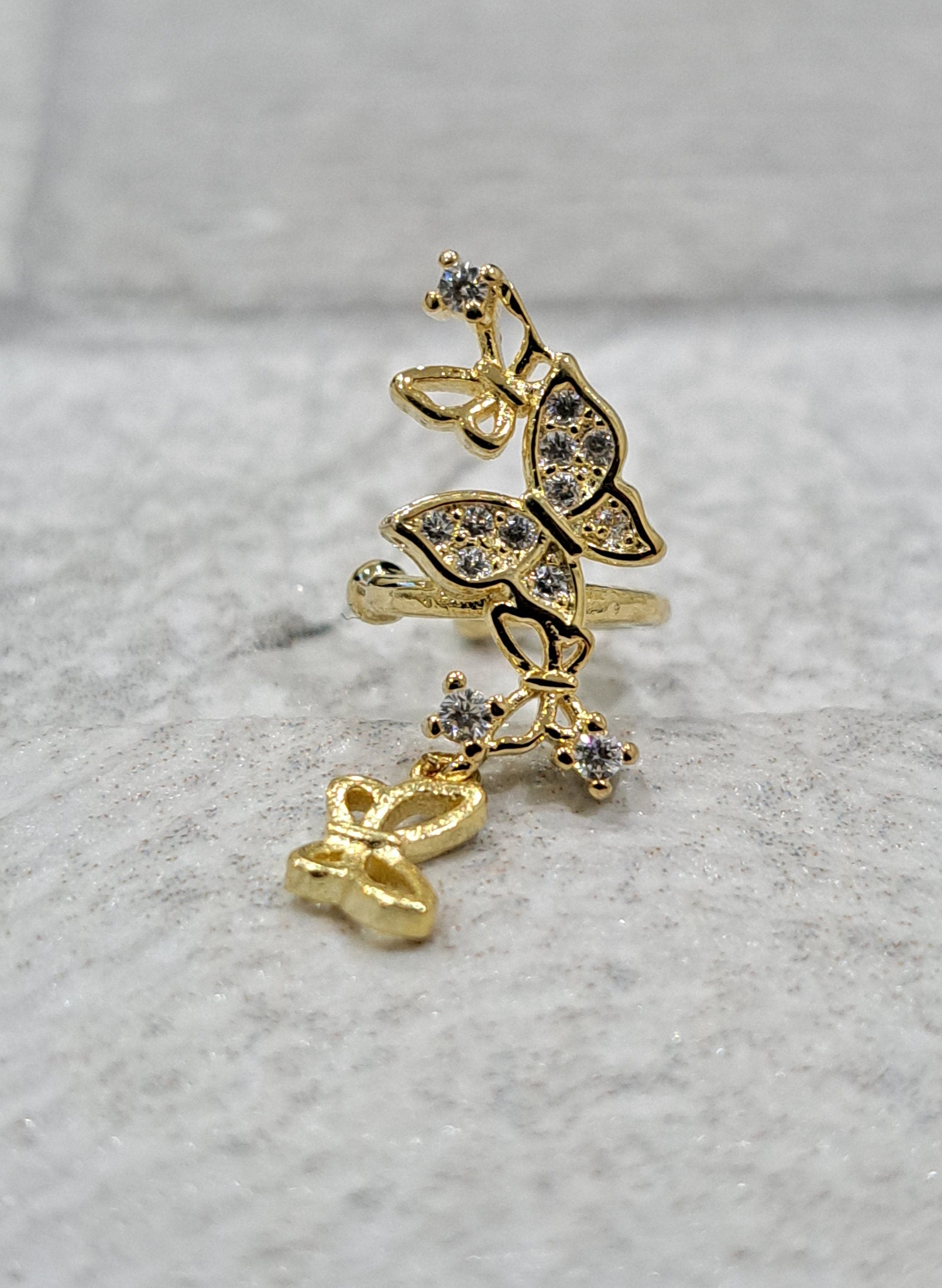 Gold Swarovski Crystal Butterfly Ear Cuff Earring