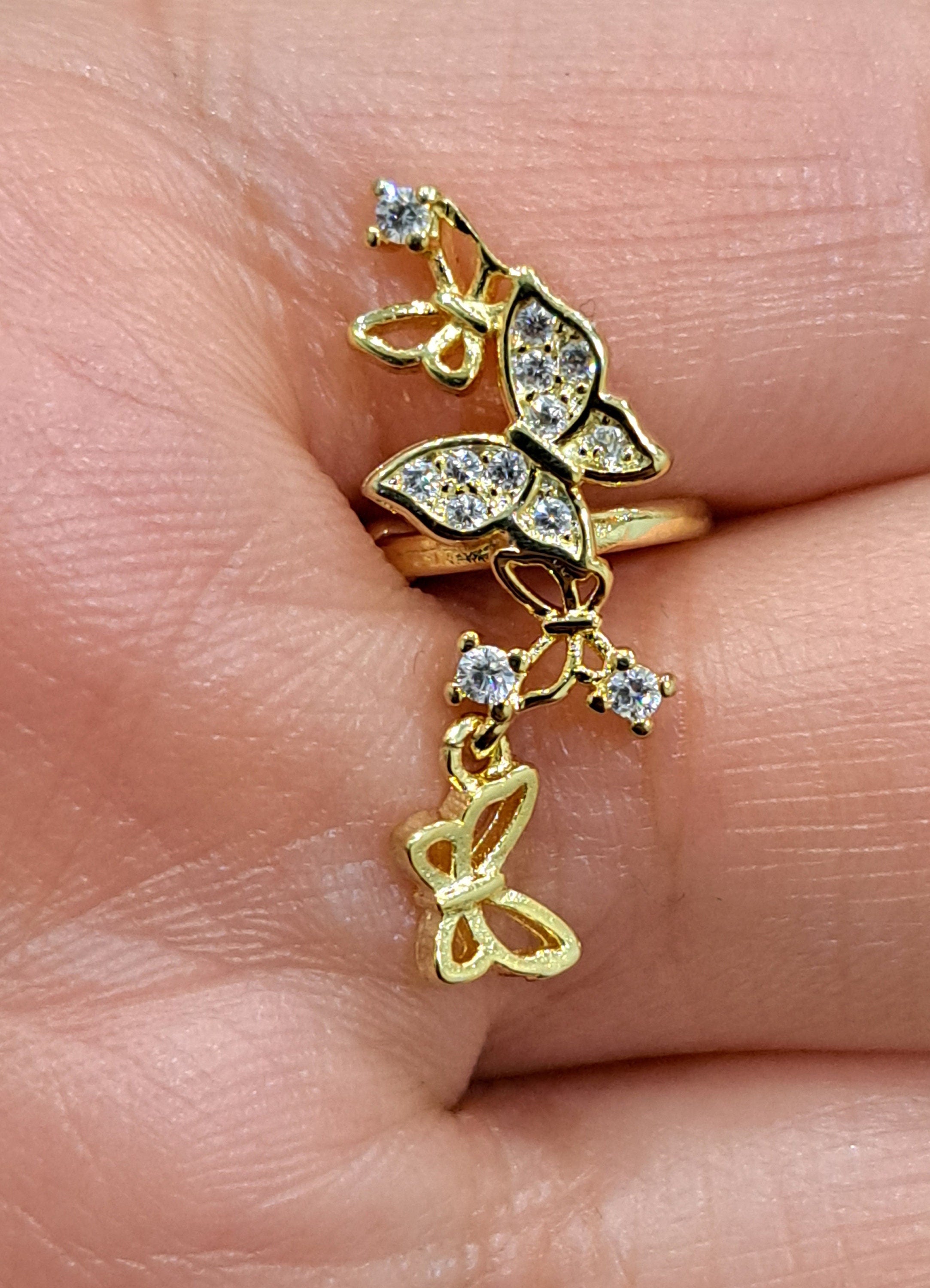 Gold Swarovski Crystal Butterfly Ear Cuff Earring