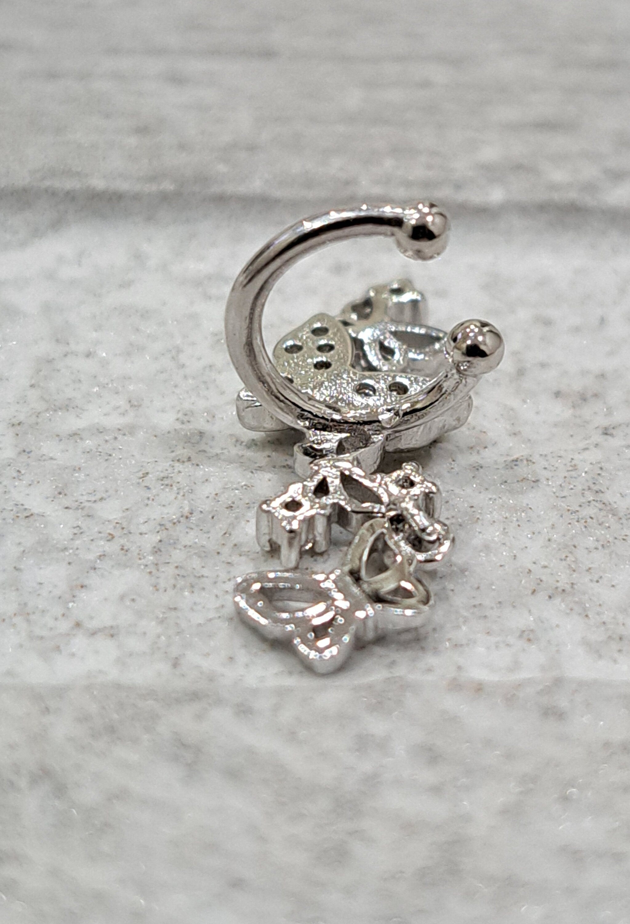 Silver Swarovski Crystal Butterfly Ear Cuff Earring