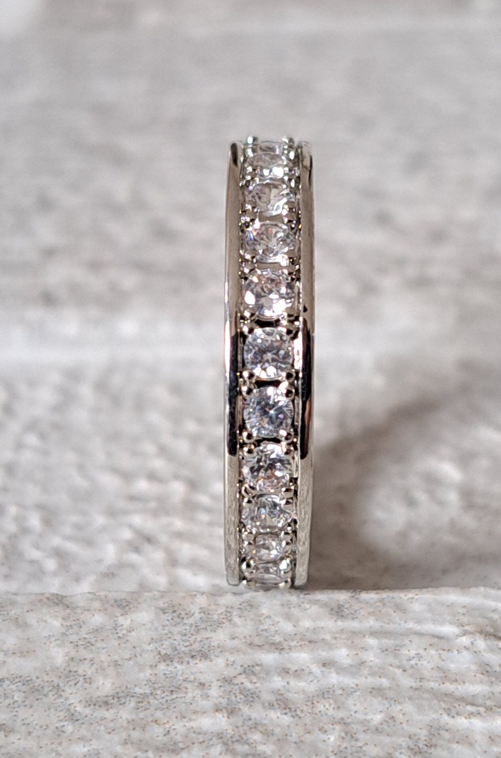 Silver Round Swarovski Crystal Eternity Engagement Ring