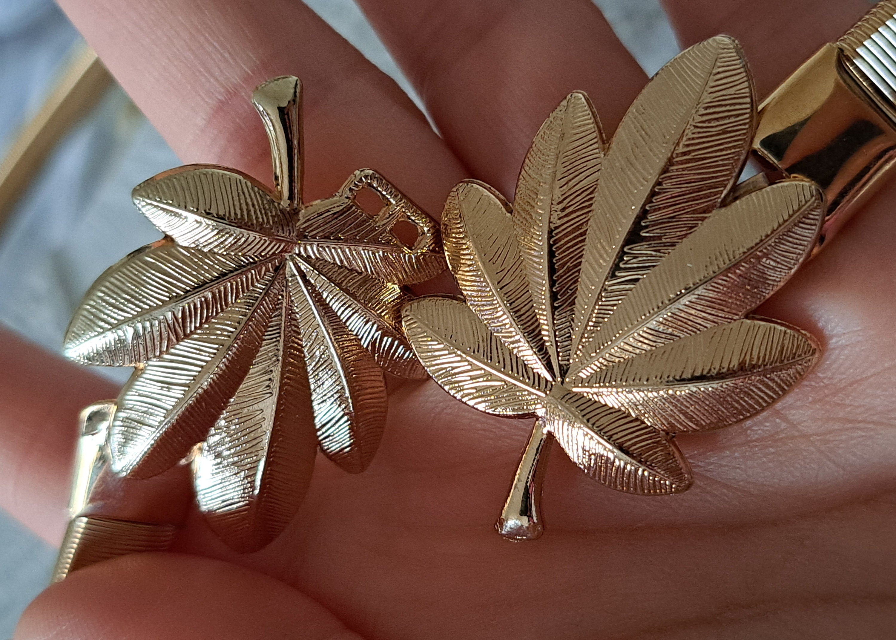 Gold Skinny Double Leaf Clover Stretch Buckle Dress Coat Belt