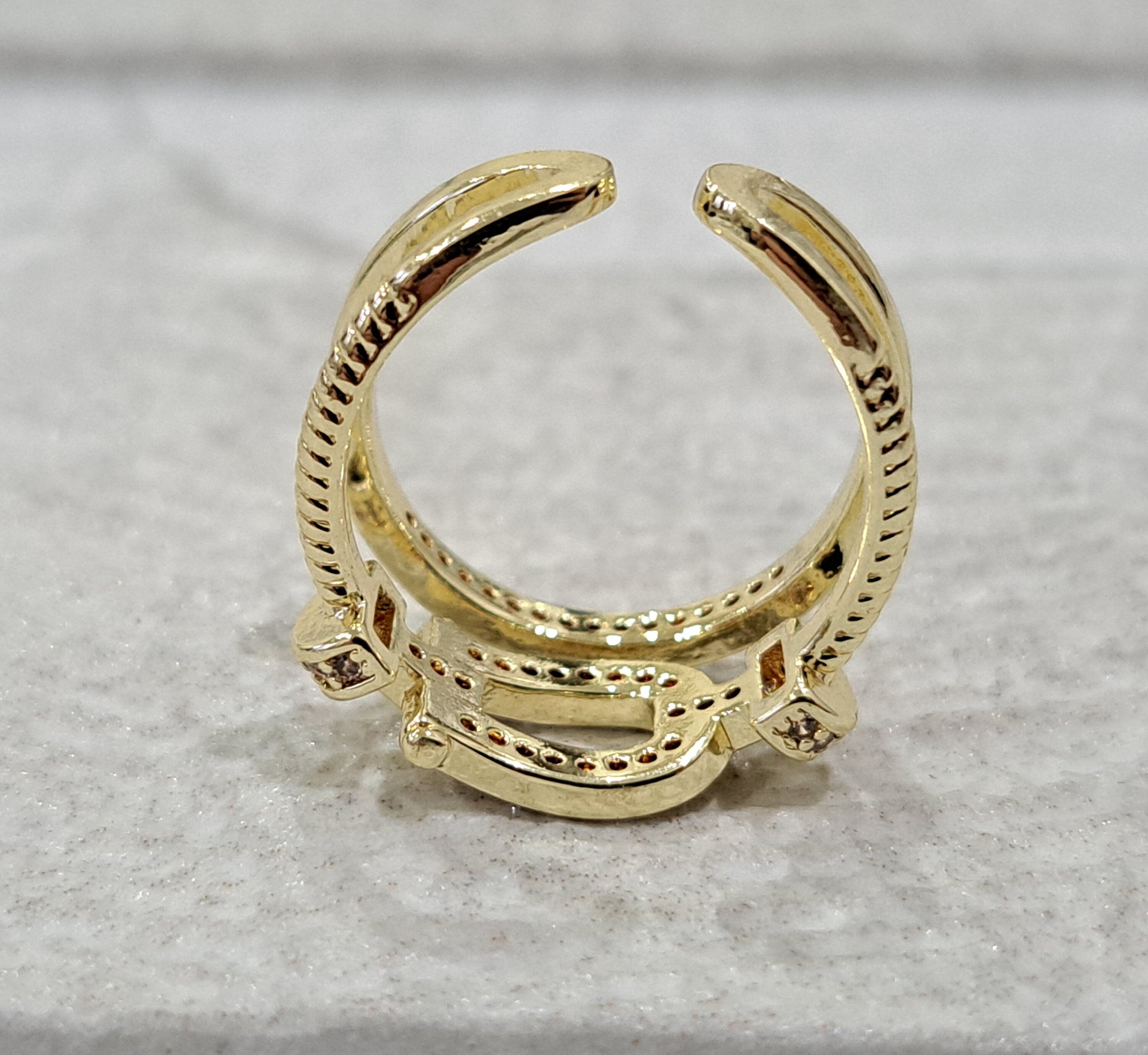 Dull Gold Swarovski Crystal Double Stackable Ring