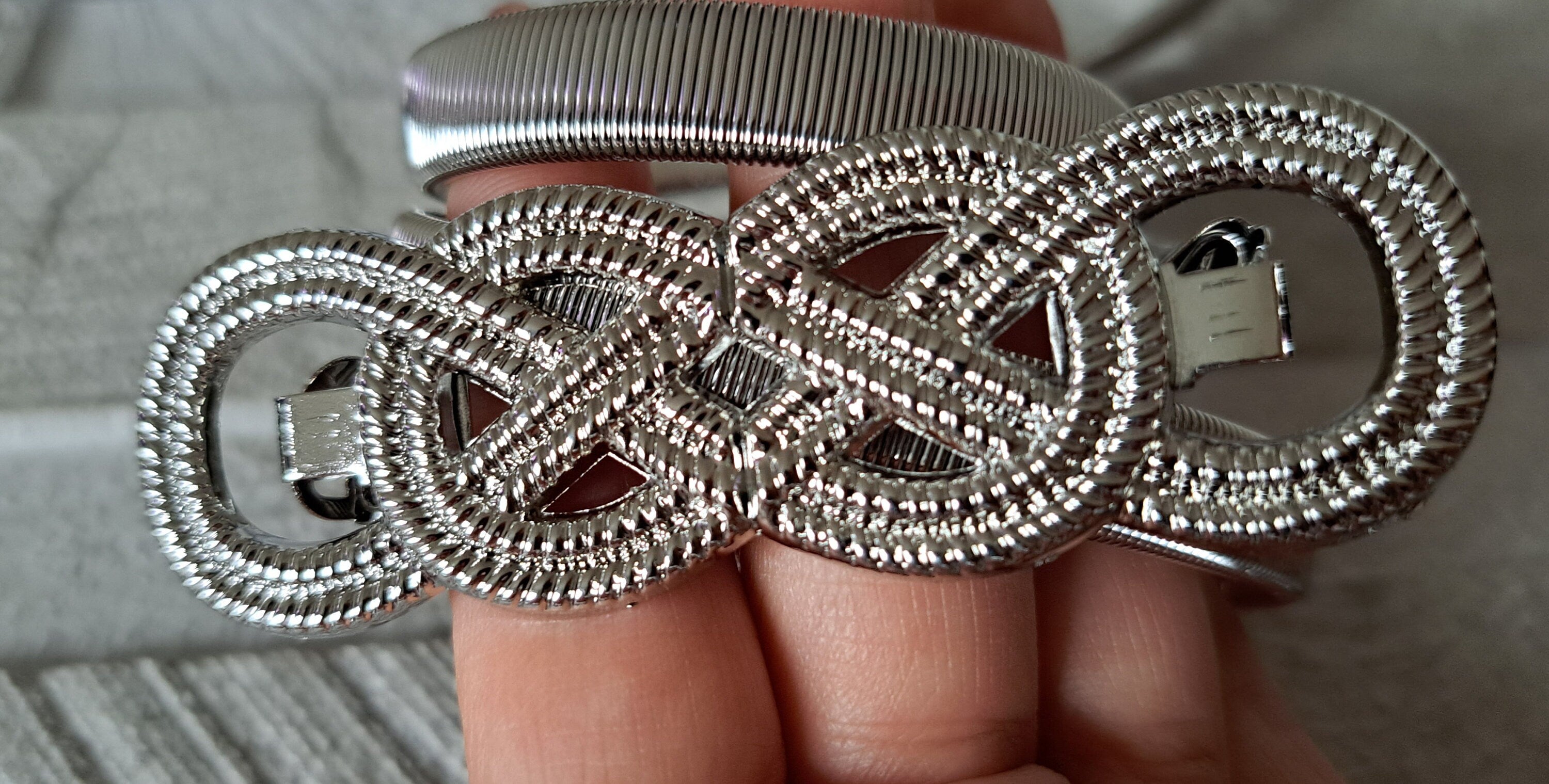 Silver Skinny Four Knot Thin Stretch Elastic Dress Coat Belt