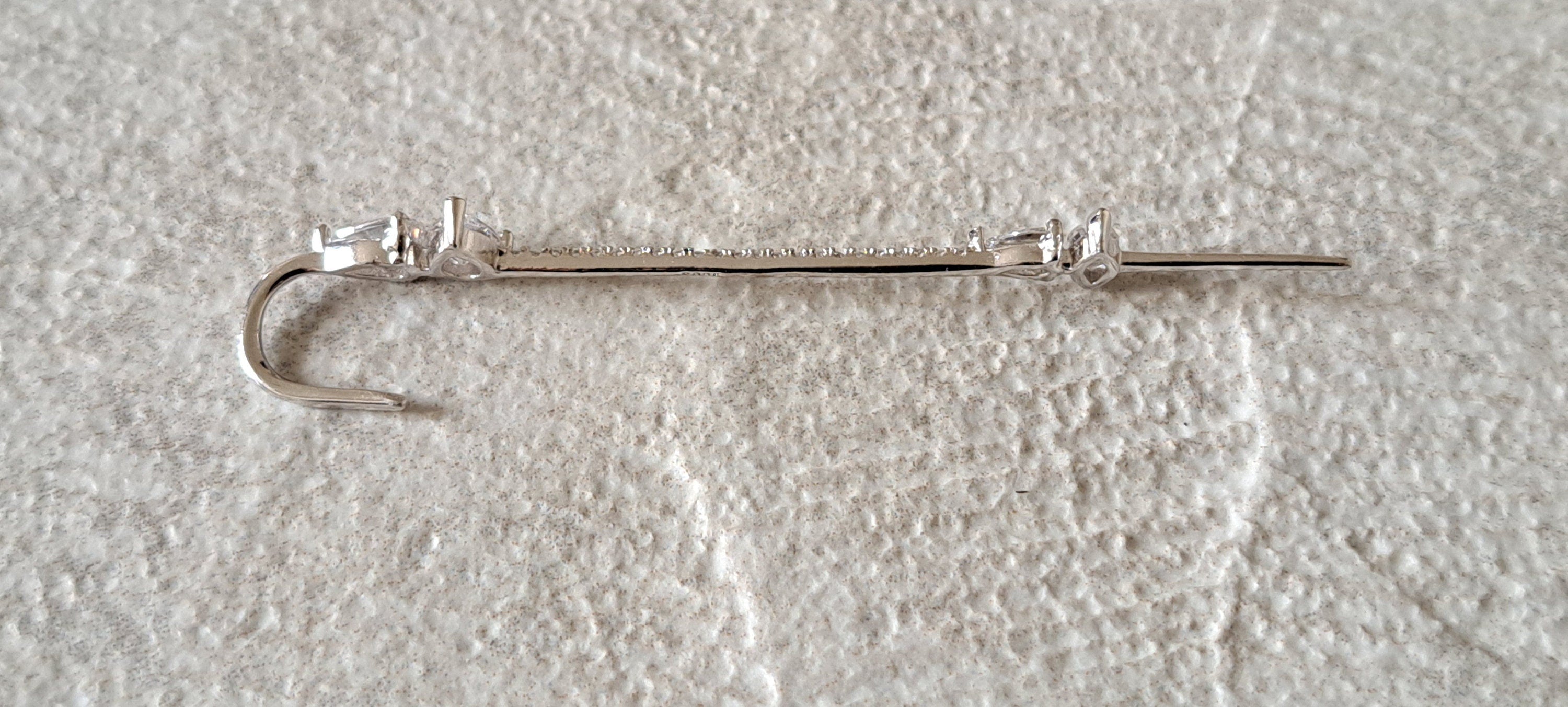 Long 925 Silver Swarovski Crystal Slide on Ear Clip Earring