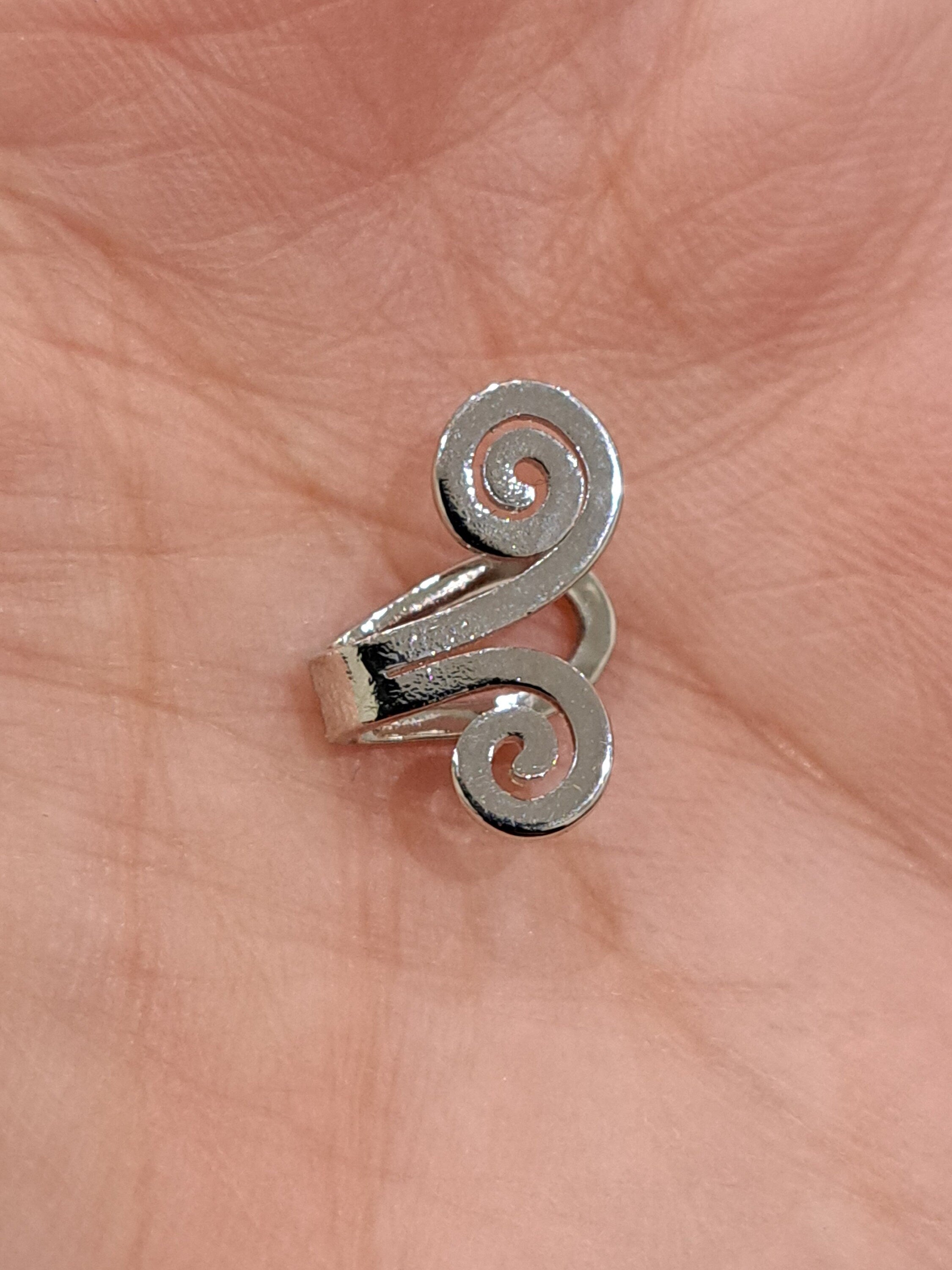 Silver swirl clip on ear cuff stud earrings