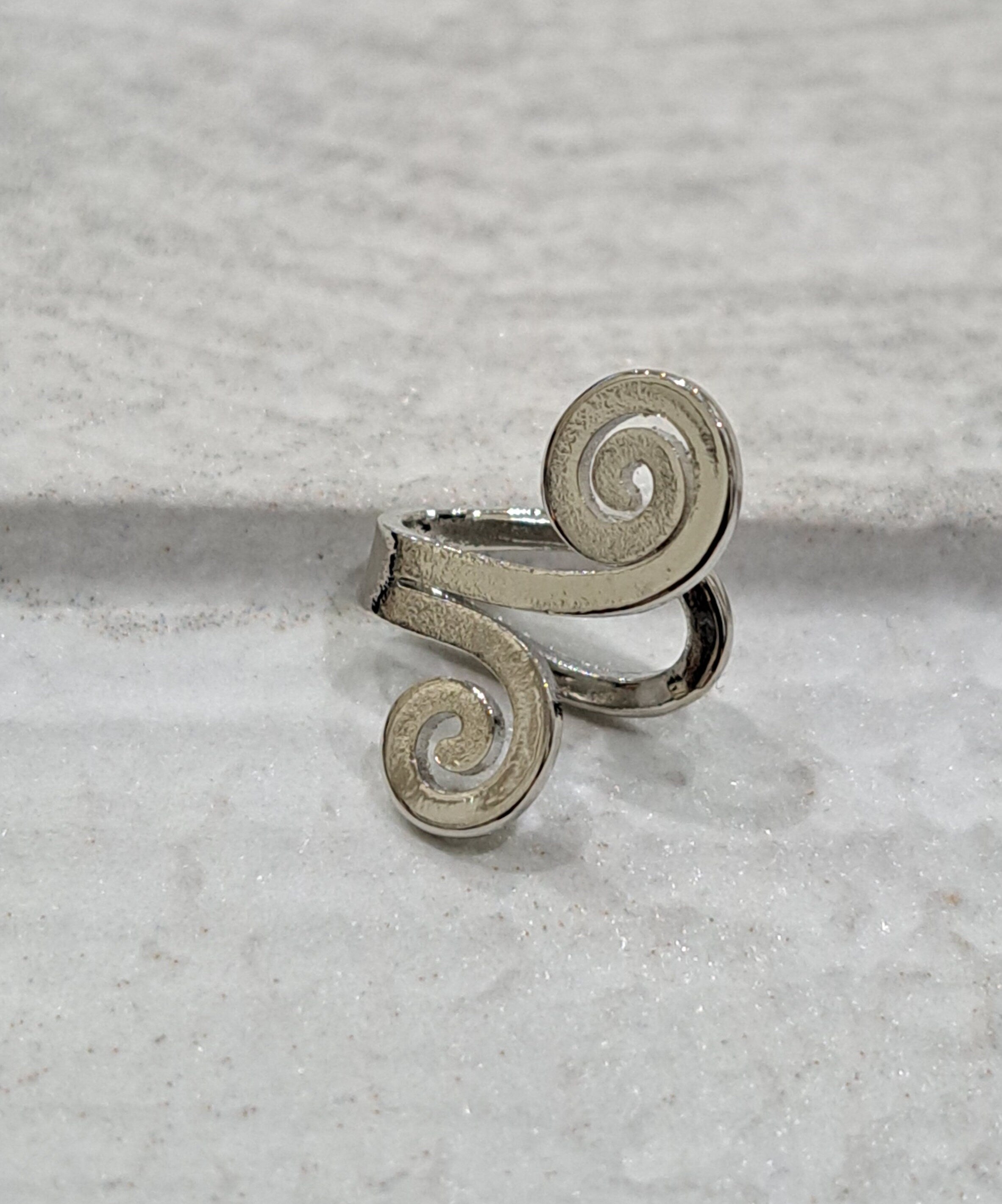 Silver swirl clip on ear cuff stud earrings